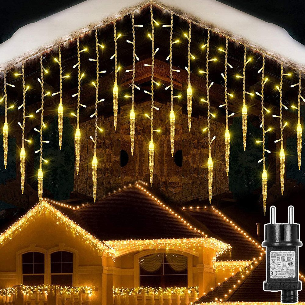 Rosnek LED-Lichtervorhang Eiszapfen-Anhänger, 8 Modi, Timer, für Traufe Wei günstig online kaufen