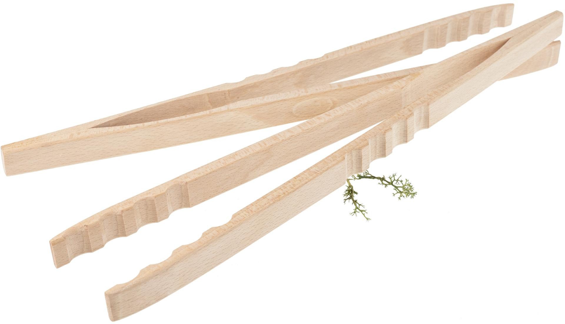 Holz Frank Grillzange Hochwertige Grillzange / Würstchenzange aus Buchen Holz - 39 cm