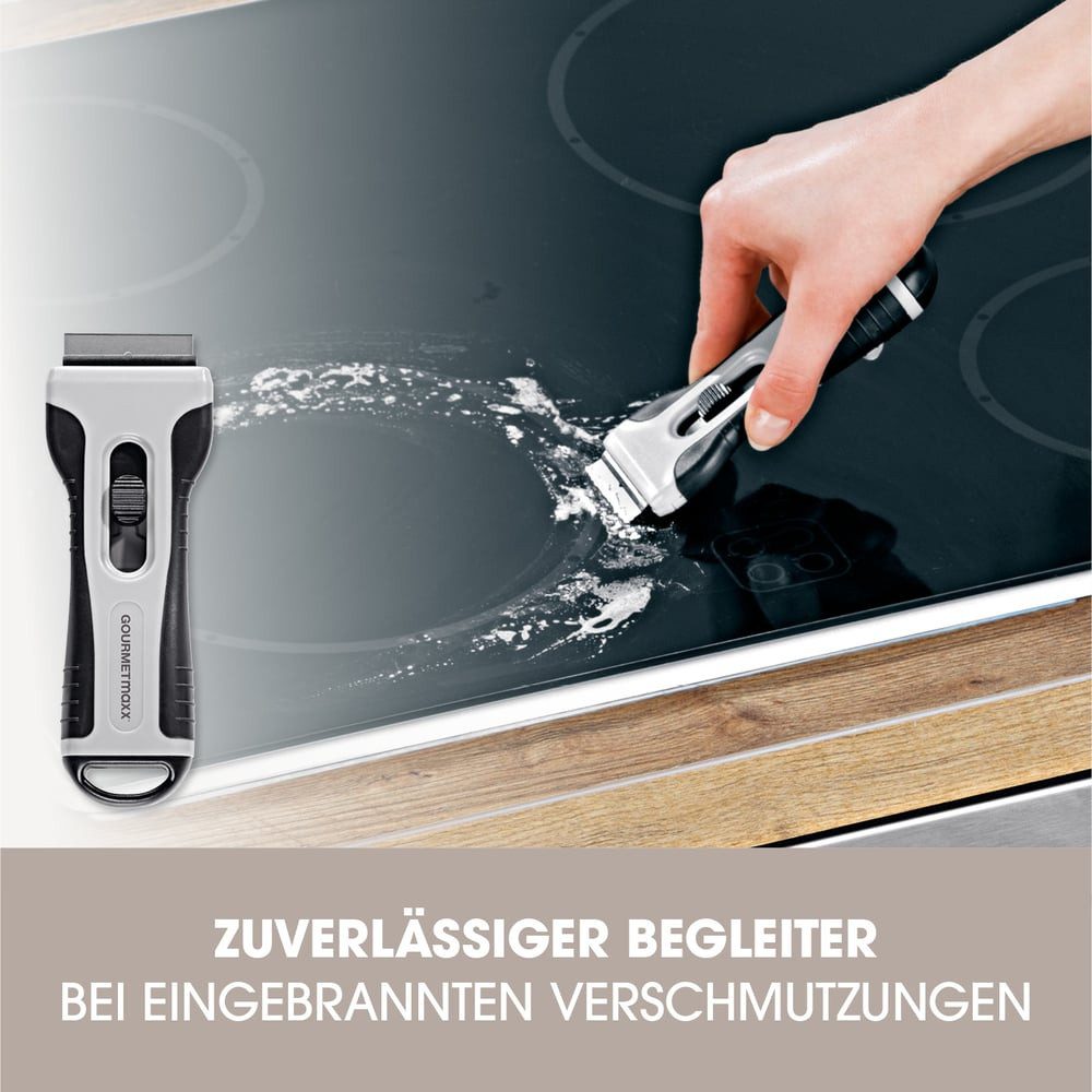 GOURMETmaxx Glasschaber Kochfeldschaber 13x5x2cm schwarz/grau Kochfeldschaber Ideal für alle glatten Oberflächen