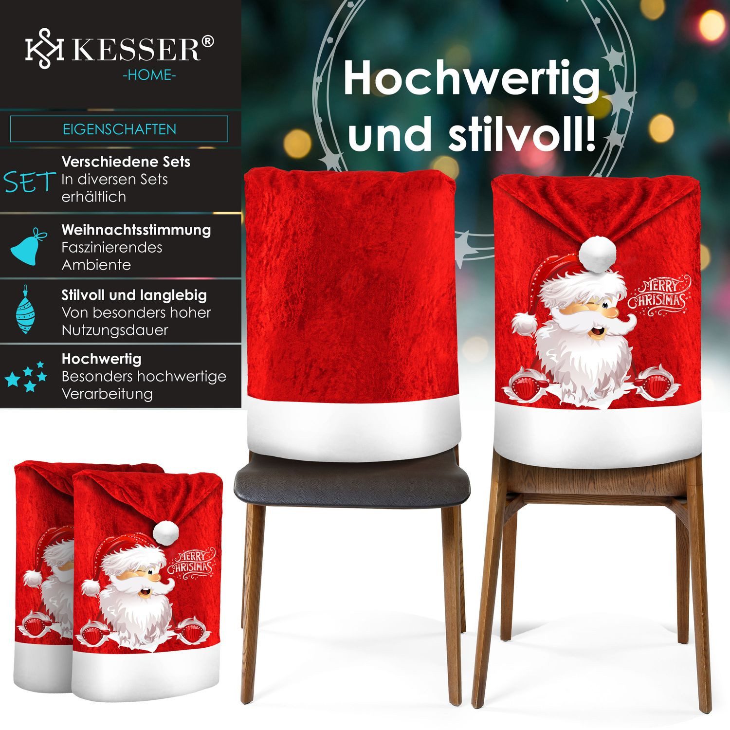 KESSER Weihnachtsfigur, Premium Weihnachtsstuhlüberzug Set Stuhlhussen für günstig online kaufen