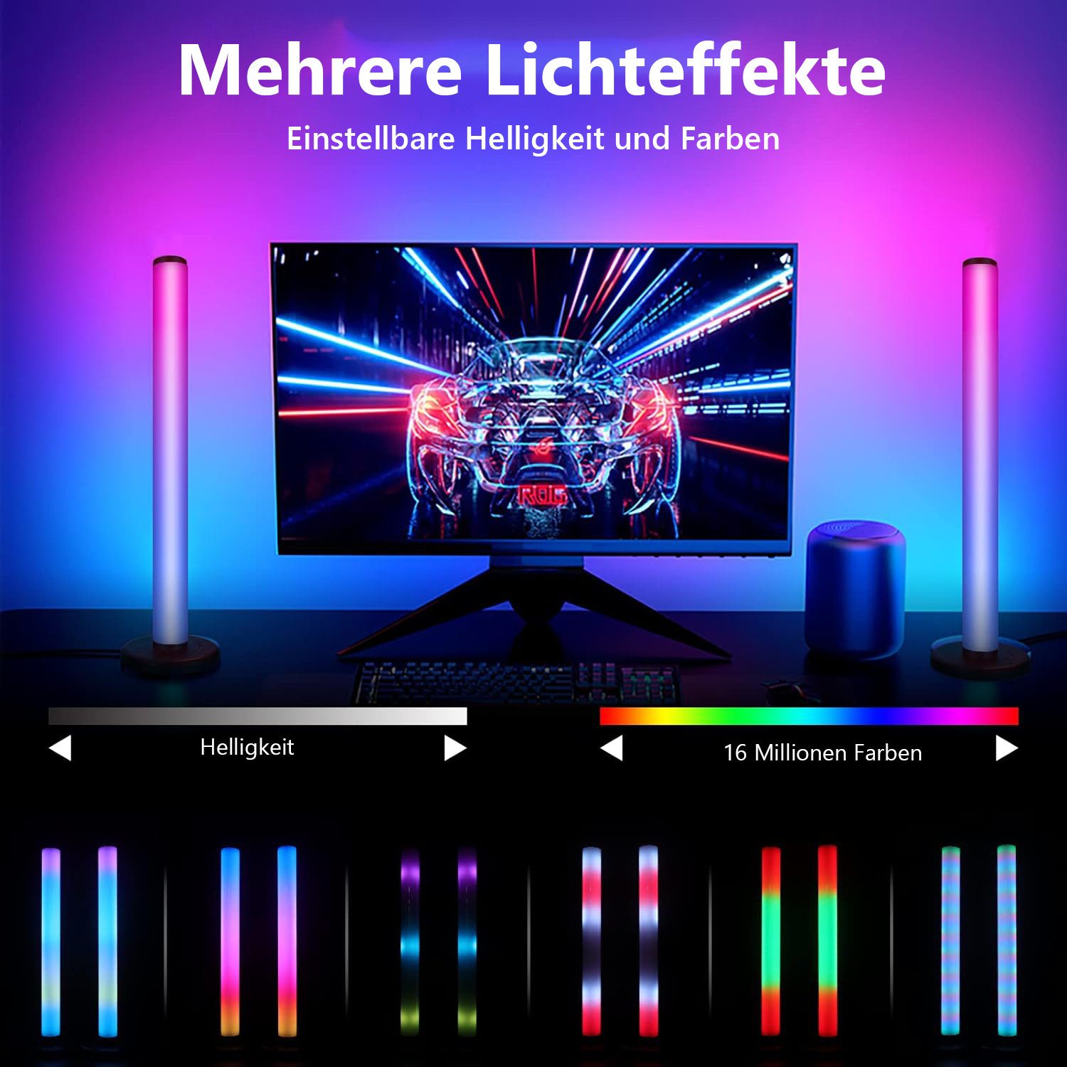 MUPOO LED-Streifen Smart LED Lightbar,TV Ambient Lampe Backlight,Hintergrundbeleuchtung, 360° TV RGB Lichtleisten,Smart Sync mit Musik und APP Control