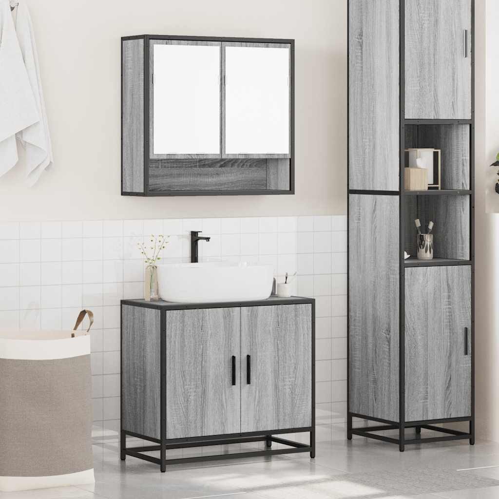 vidaXL Badezimmer-Set 2-tlg. Badmöbel-Set Grau Sonoma günstig online kaufen