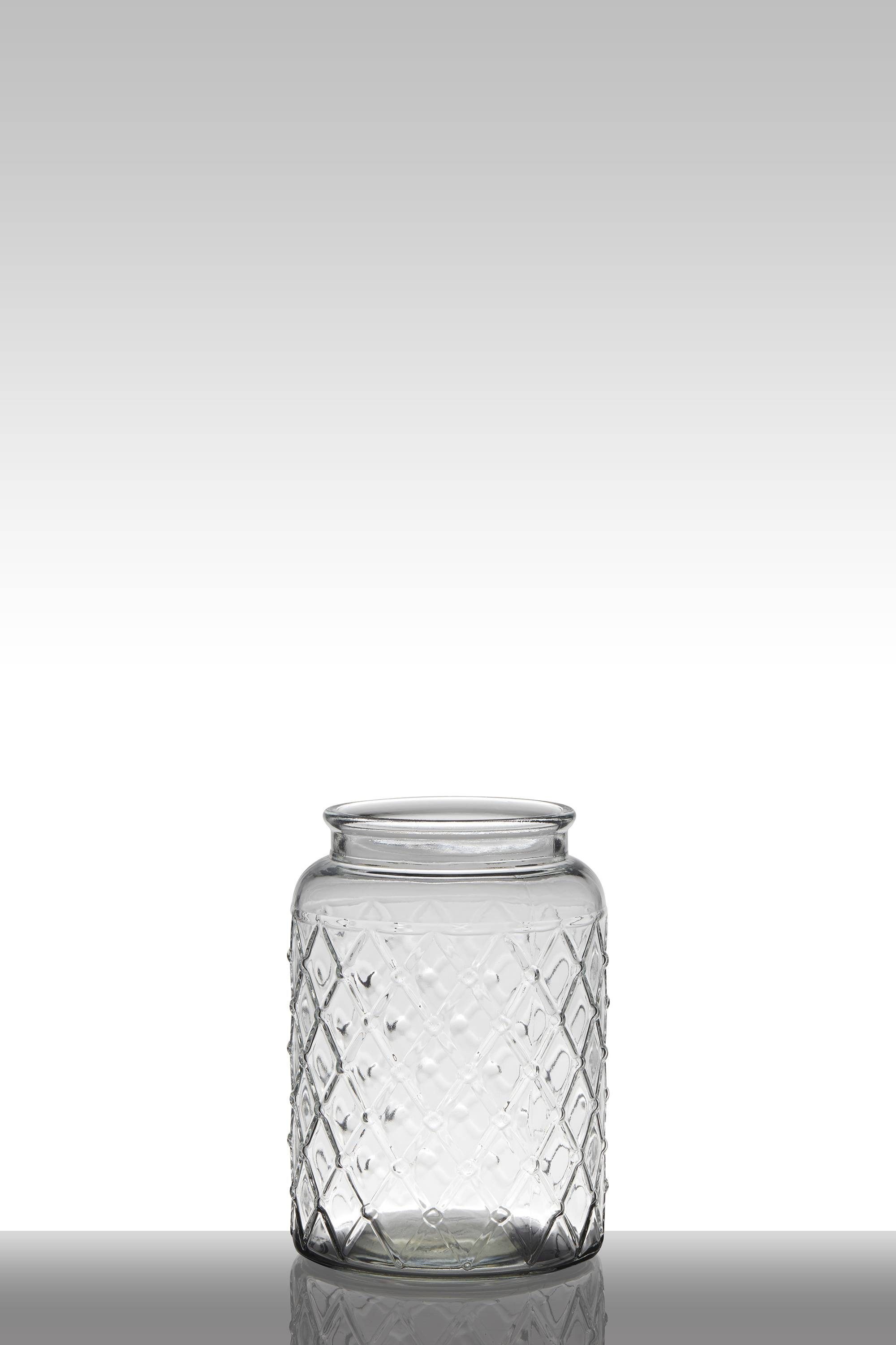 INNA-Glas Kerzenhalter Teelichtglas Glas Rosie mit Rautenmuster, Zylinder