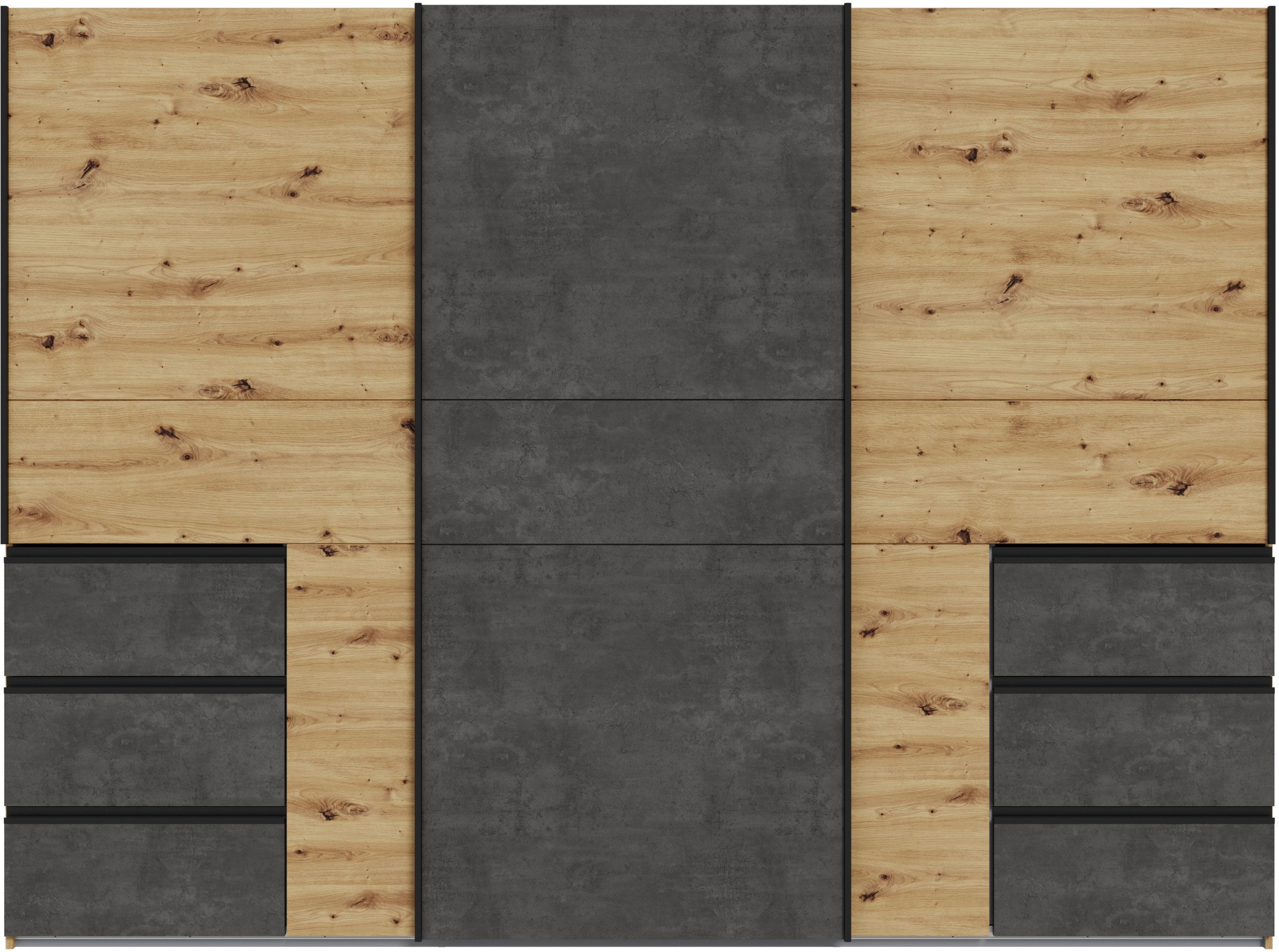 FORTE Schwebetürenschrank (B/H/T ca. 269,7x200,5x61cm) Schwebetürenschrank, Stauraum, 6 Schubkästen, erhältlich in 2 Dekoren