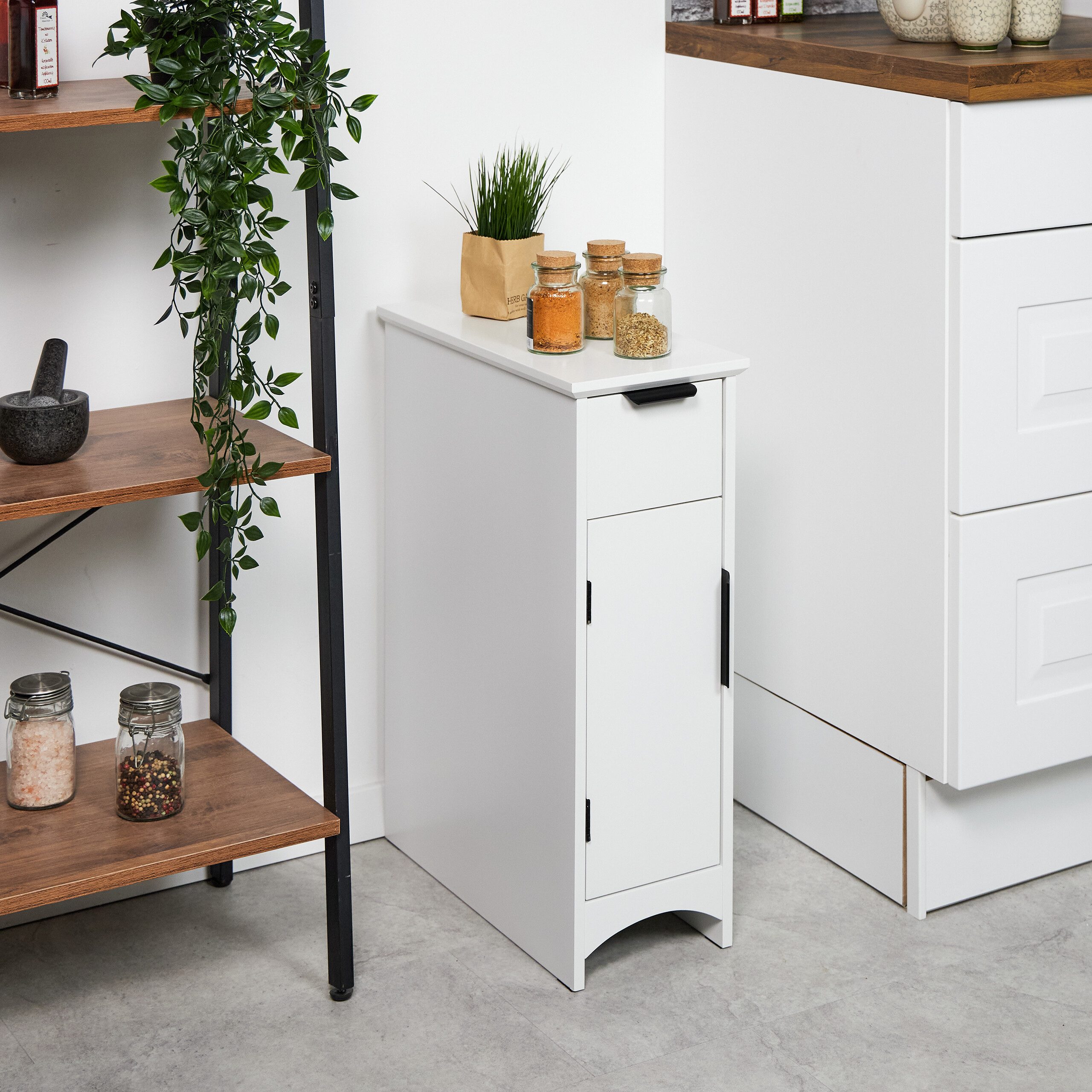 relaxdays Standregal Nischenschrank mit Schublade und Tür, 1-tlg. – Bild 3 von 5