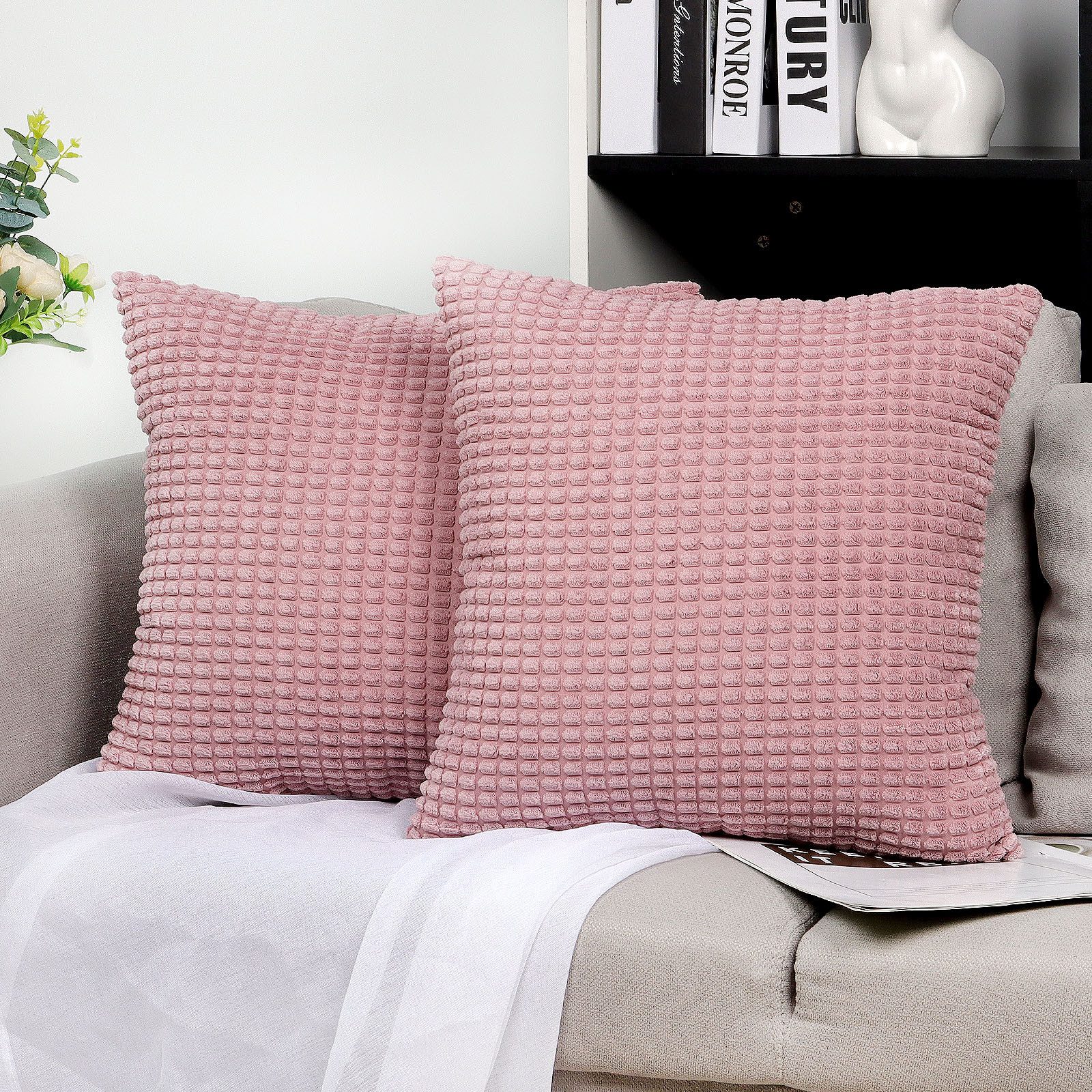 TAN.TOMI Kissenbezüge Kord Uni 2er Set Kissenbezug flauschig körnig Farbver günstig online kaufen