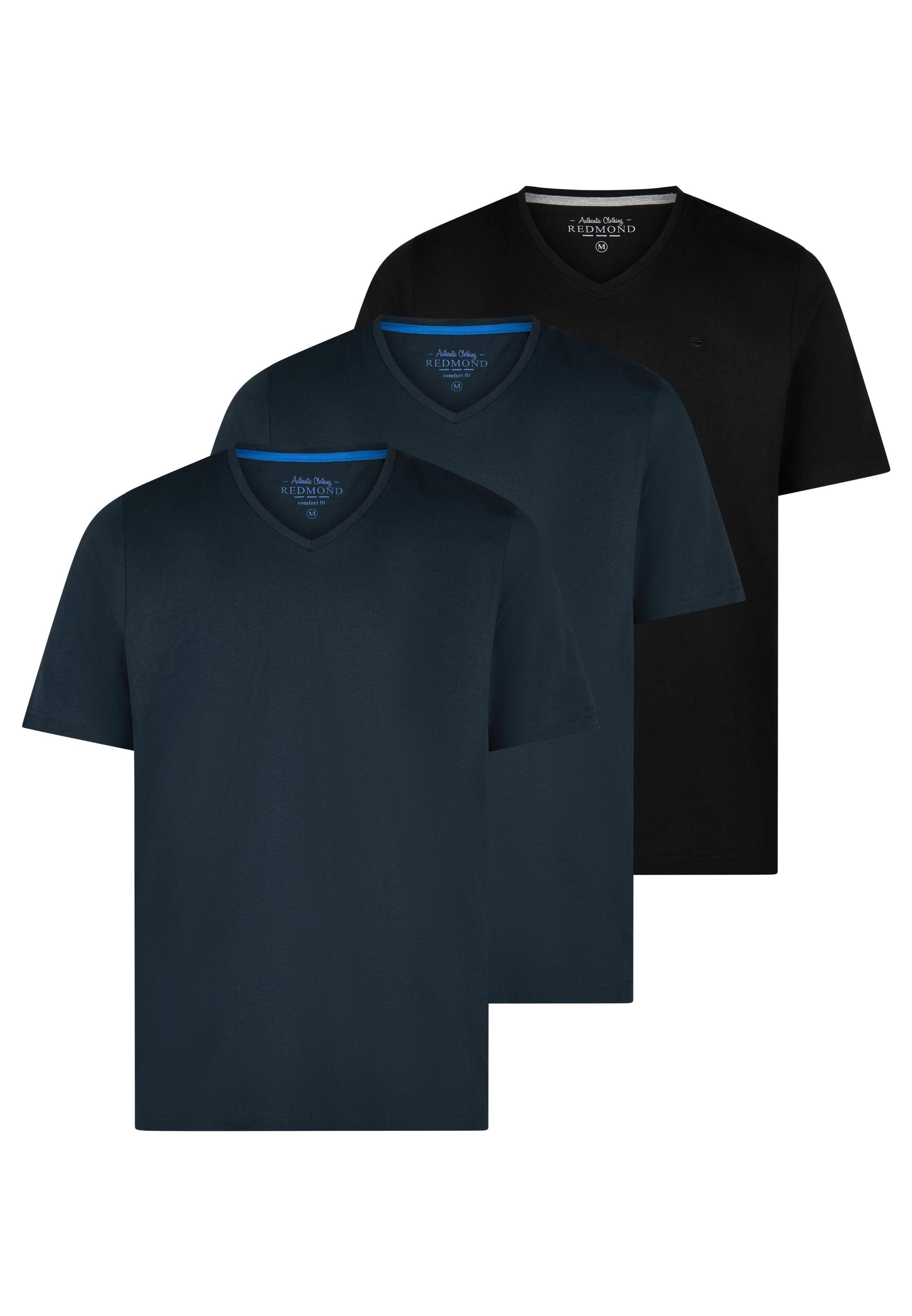 Redmond T-Shirt 3er Pack Basic (Spar-Set, 3-tlg) T-Shirt - Baumwolle - Atmungsaktiv