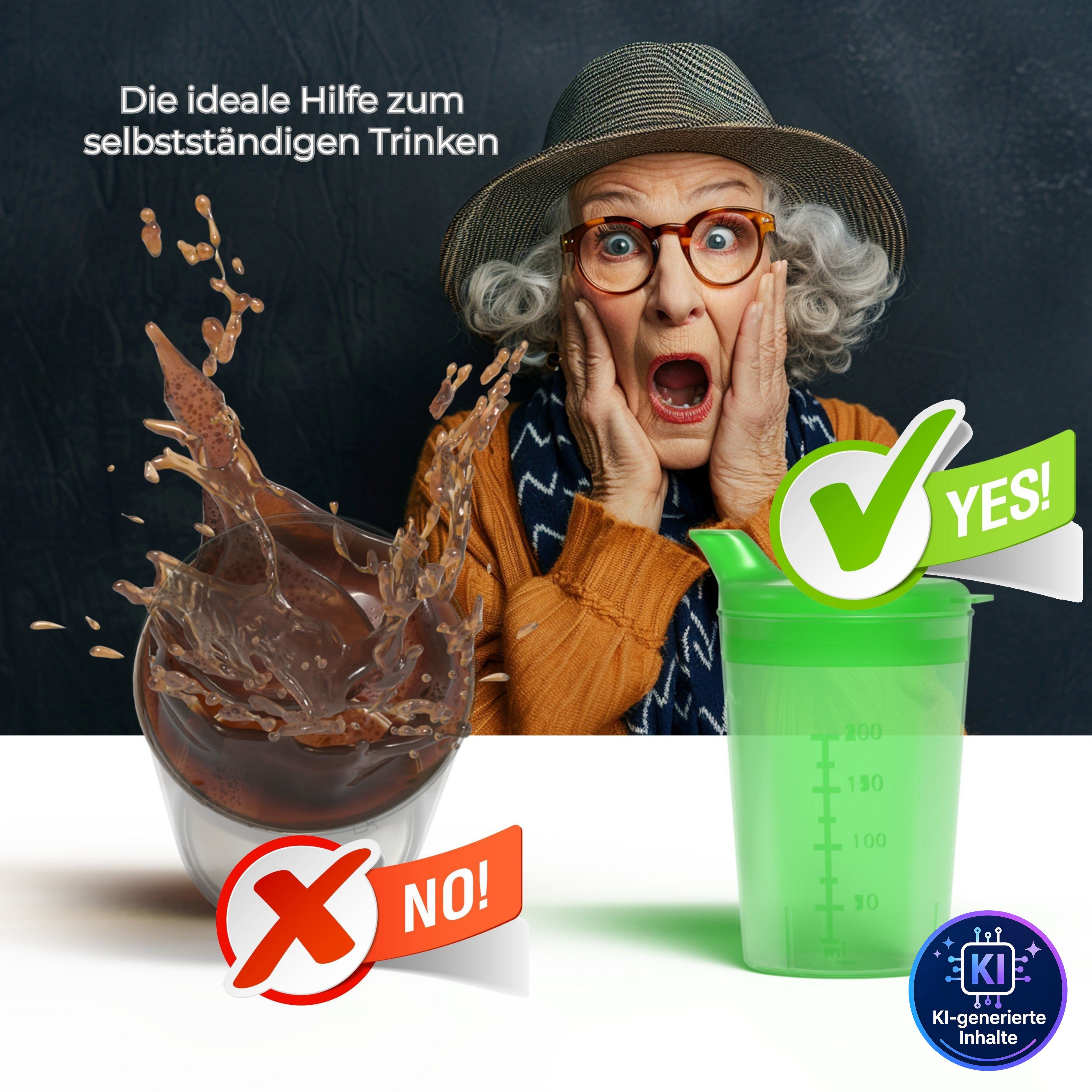 Horn Medical Schnabelbecher Horn Medical Schnabelbecher / Trinkhilfe 250ml grün, 1-tlg., lebensmittelechtes Polypropylen (PP), bunte & leicht erkenn-/greifbare Optik/Haptik, spülmaschinenfest