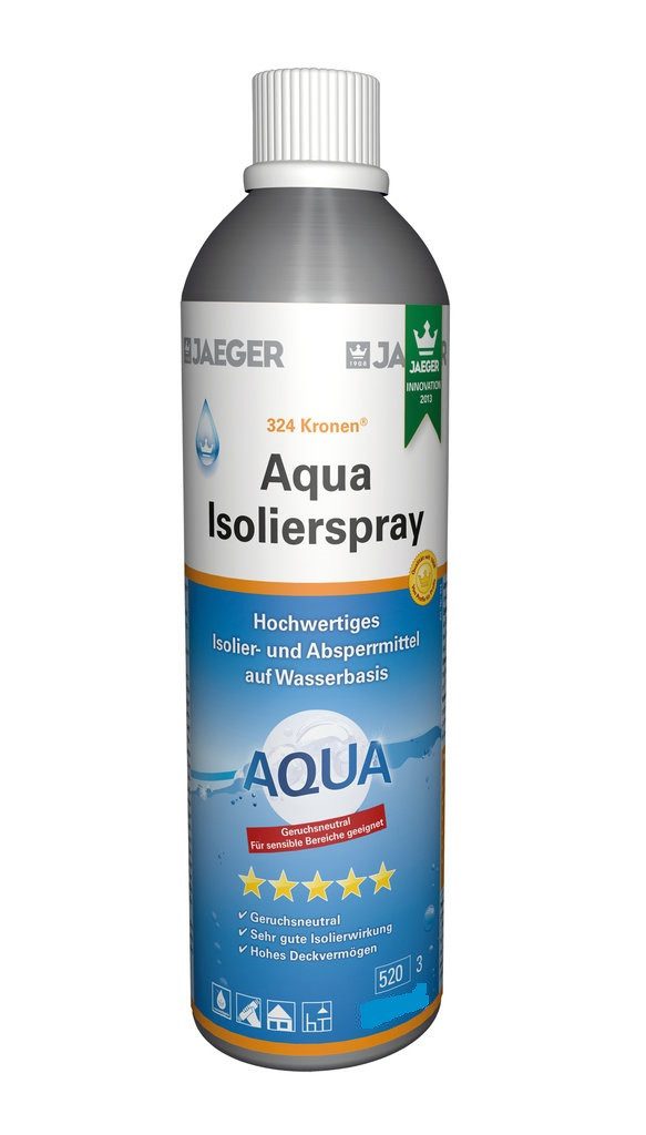 Jaegerlacke Grundierfarbe Aqua Isolierspray 324 auf Wasserbasis zur Fleckenisolierung, weiss, isoliert Rauch- und Rußflecke, Farbstifte, Wasserränder