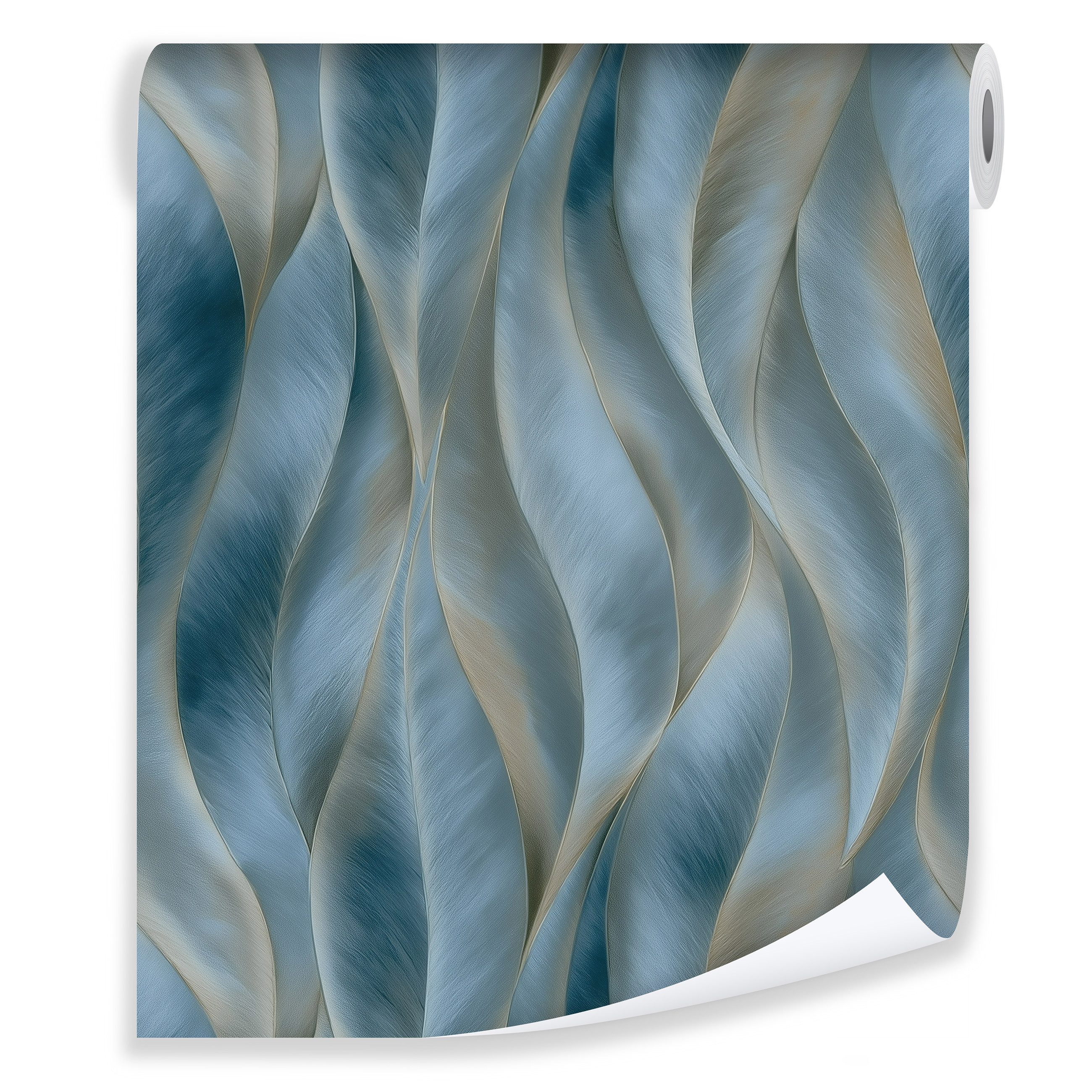 Wallarena Vliestapete Blau Blätter Wellen Wohnzimmer Schlafzimmer Tapete 3D günstig online kaufen