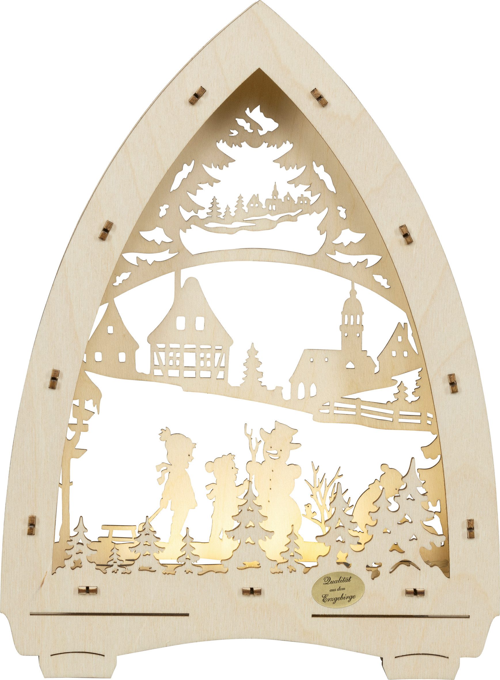 SAICO Original LED Schwibbogen LED-Lichterspitze, Schneemann, für Batteriebetrieb, Timer, LED-Stripe, warmweiß, BxHxT: 21,5x29x5 cm