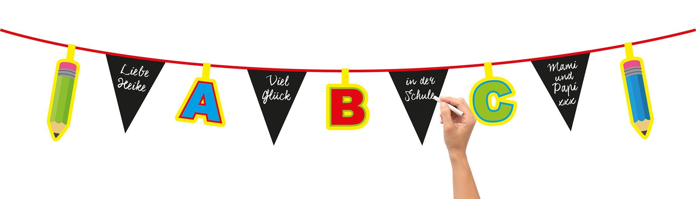 Folat Hängedekoration FOLAT Wimpelkette Schulanfang 4 Meter bunt