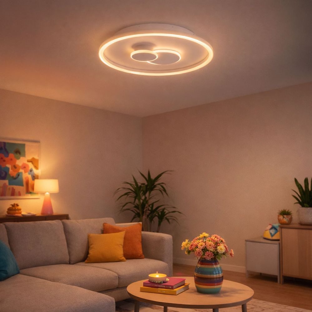 WOFI LED Deckenleuchte, LED-Leuchtmittel fest verbaut, Warmweiß, Deckenlampe Leuchten dimmbar über Schalter weiß LED Deckenlampe rund