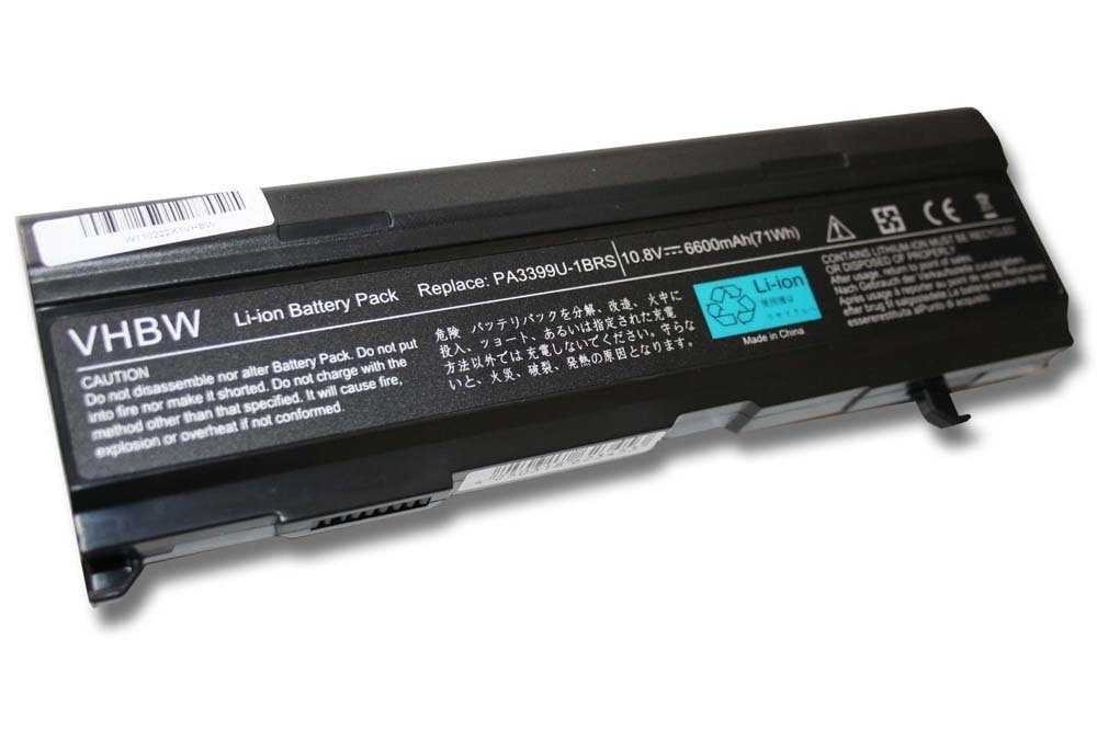 vhbw Ersatz für Toshiba PA3400U-1BRS, PA3478U-1BRS, PABAS057, PABAS076, Laptop-Akku 6600 mAh