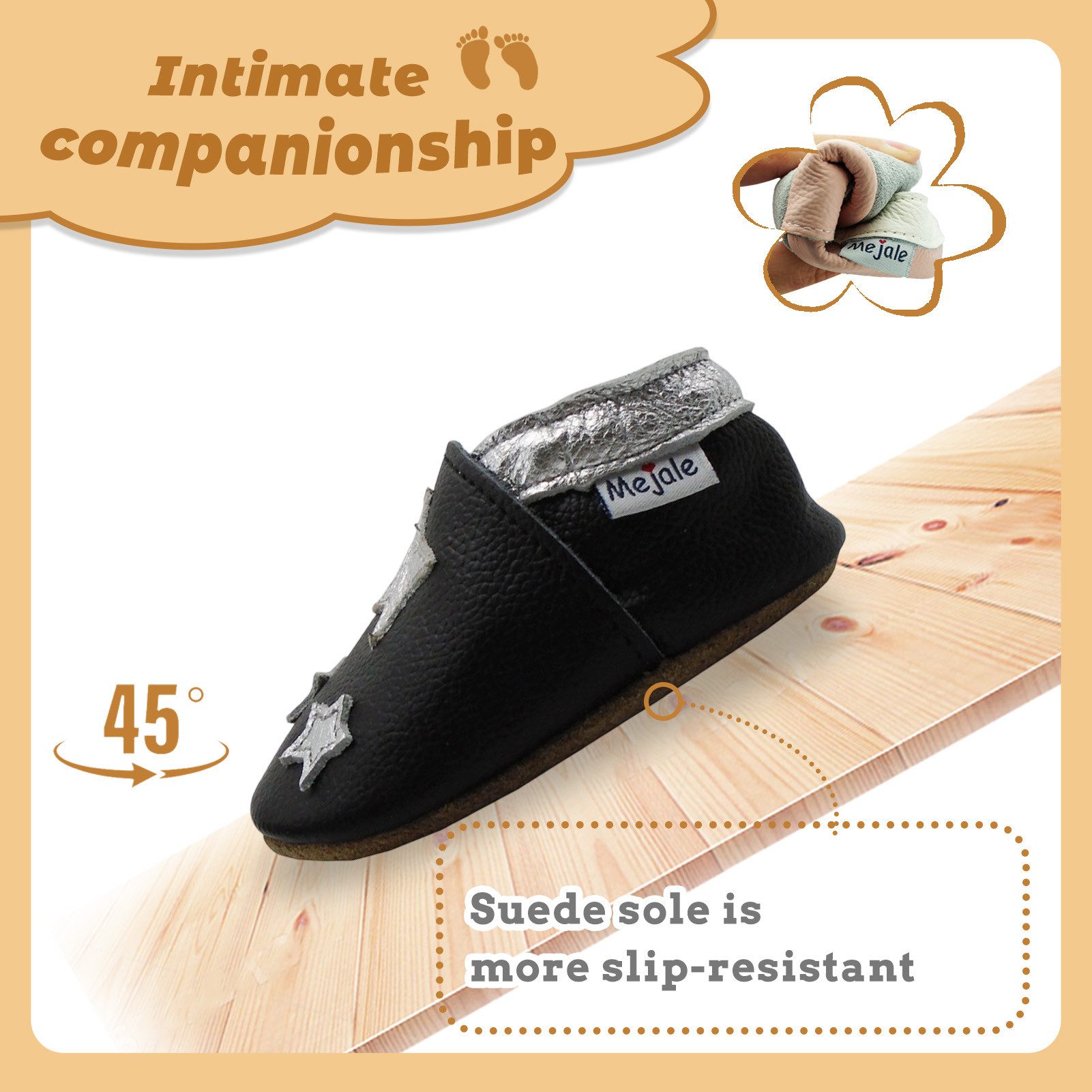 Mejale Mejale Leder Krabbelschuhe Babyschuhe Lauflernschuhe 100% Leder Hausschuh Rutschfestes