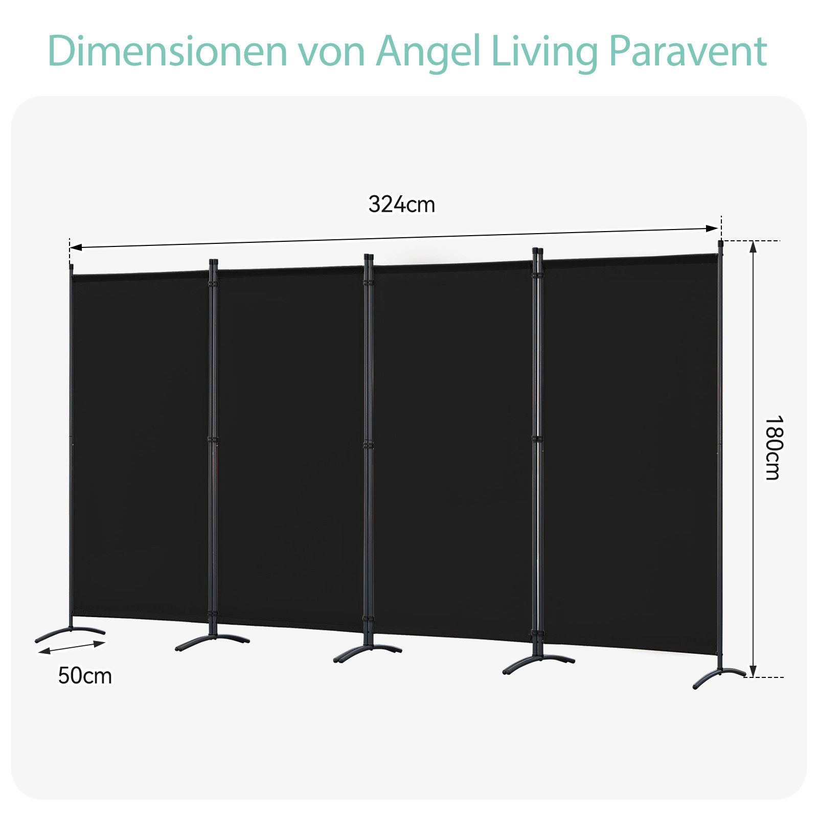 Angel Living Senkrechtmarkise 4-teiliger Paravent Raumteiler, 324x180cm (4-St) Trennwand Balkon Sichtschutz aus Stahl und Polyester