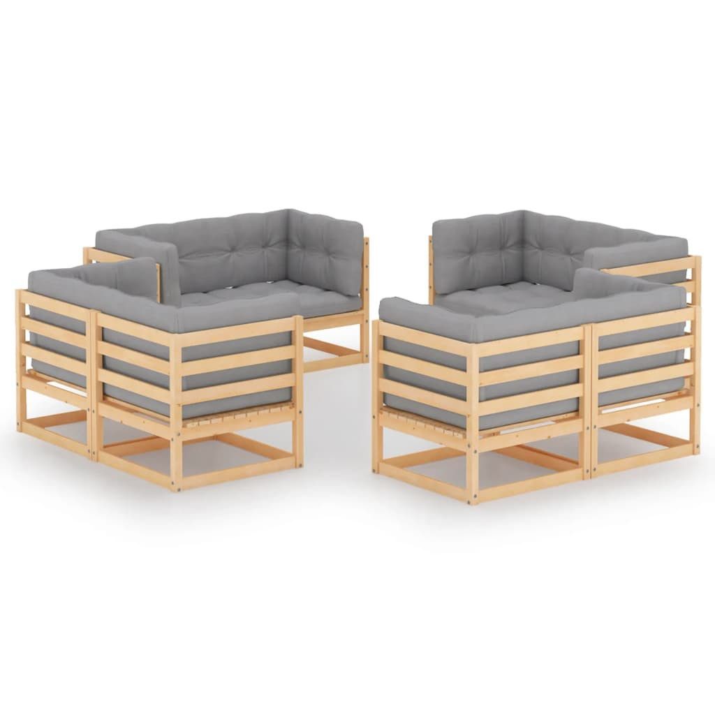 vidaXL Gartenlounge-Set 8-tlg. Garten-Lounge-Set mit Kissen Kiefer Massivholz, (1-tlg)