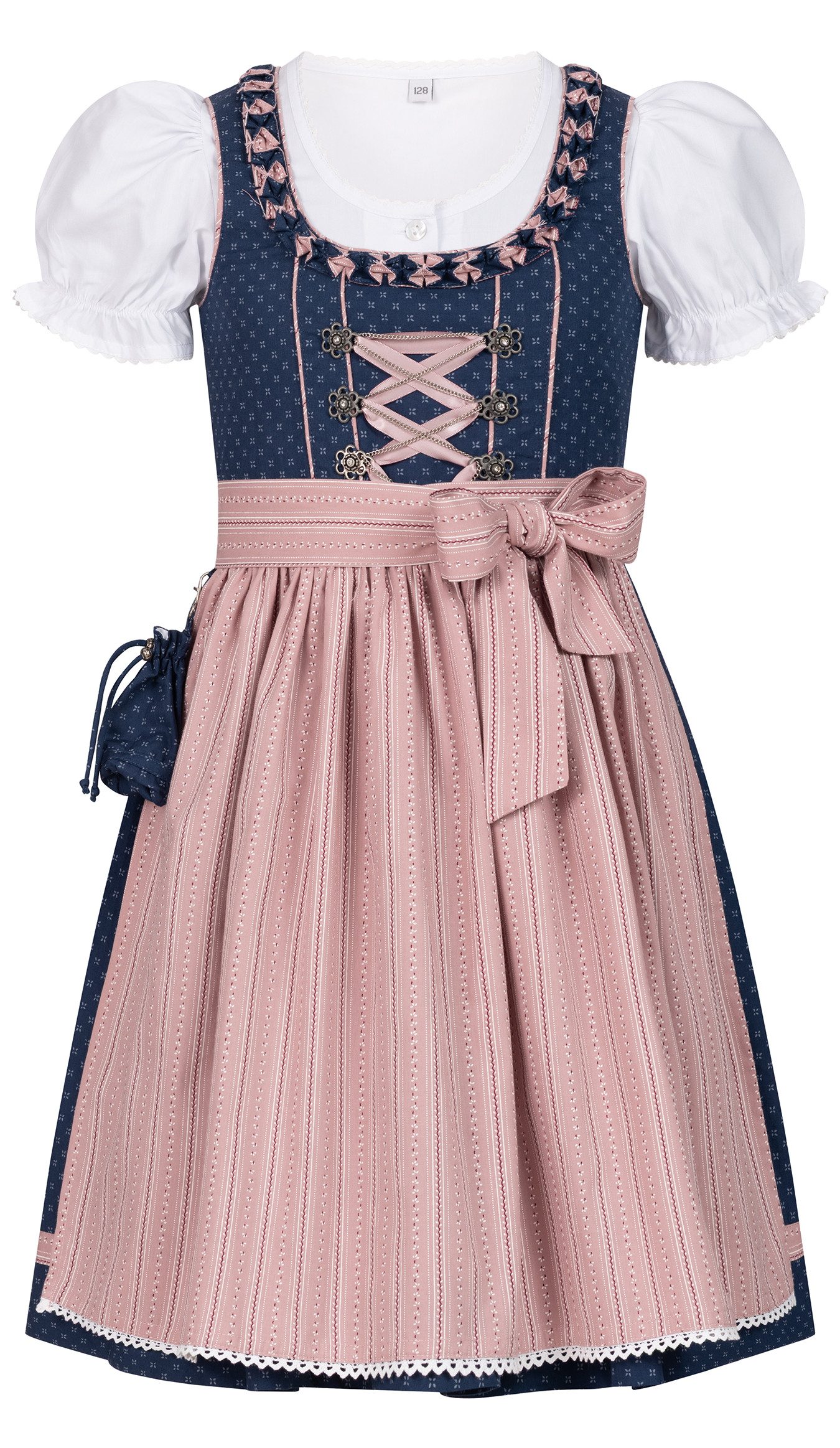 Nübler Dirndl Kinderdirndl Nabila in Blau Rosa von Nübler - Rocklänge knielang