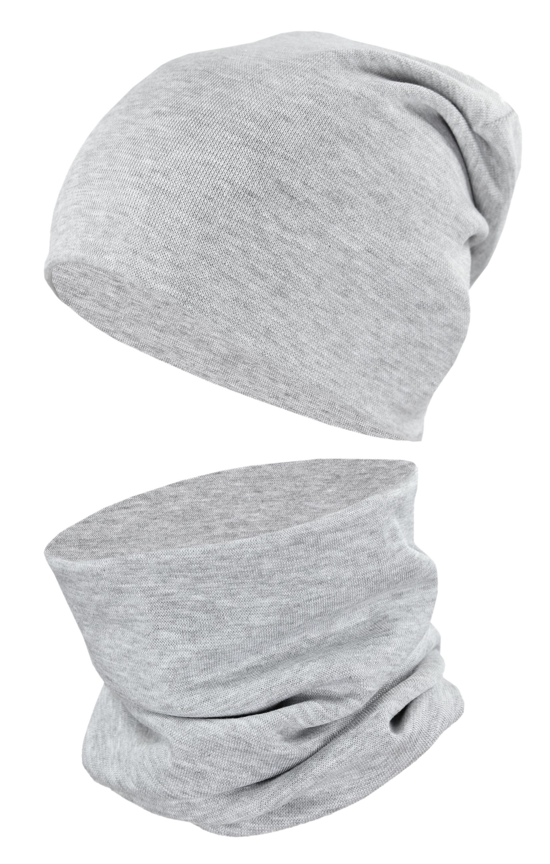 TupTam Beanie Kinder Beanie Mütze Schlauchschal Set aus Jersey und Rippstoff