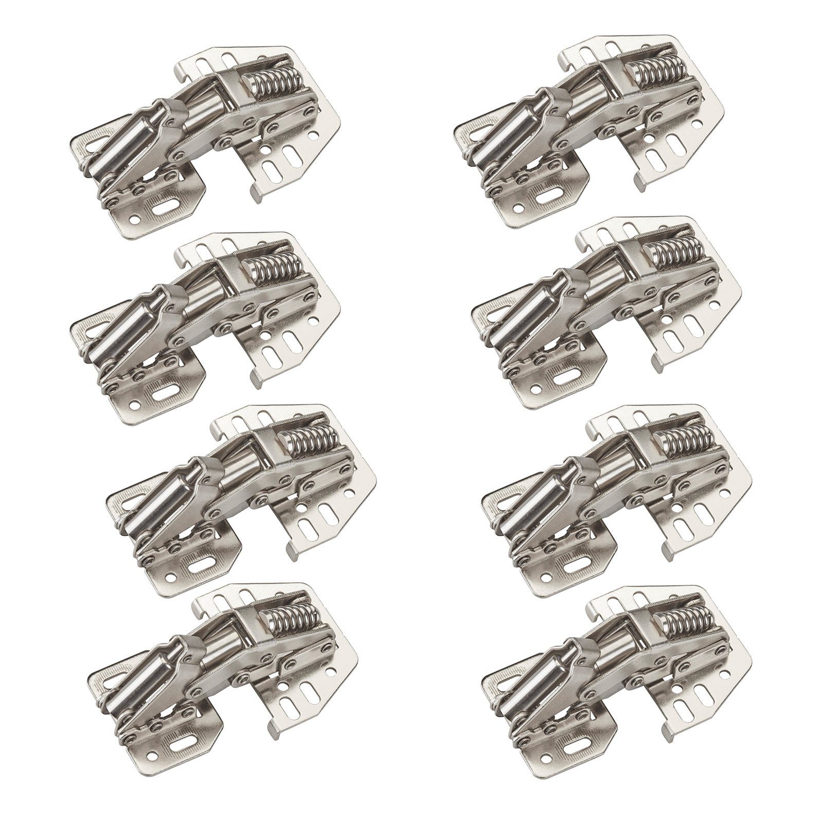 SO-TECH® Möbelbeschlag Aufschraubscharnier 90° mit Montageanschlag (8 St), SoftClose, Möbelscharnier (Stahl, vernickelt, verstellbar)