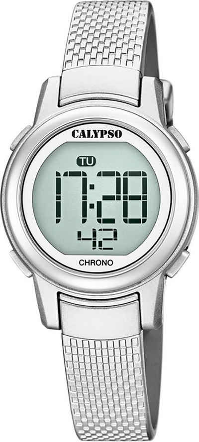 CALYPSO WATCHES Digitaluhr Calypso Kinder Uhr K5736/1 Kunststoffband, (Armbanduhr), Kinder Armbanduhr rund, Kunststoff, PUarmband silber, Fashion
