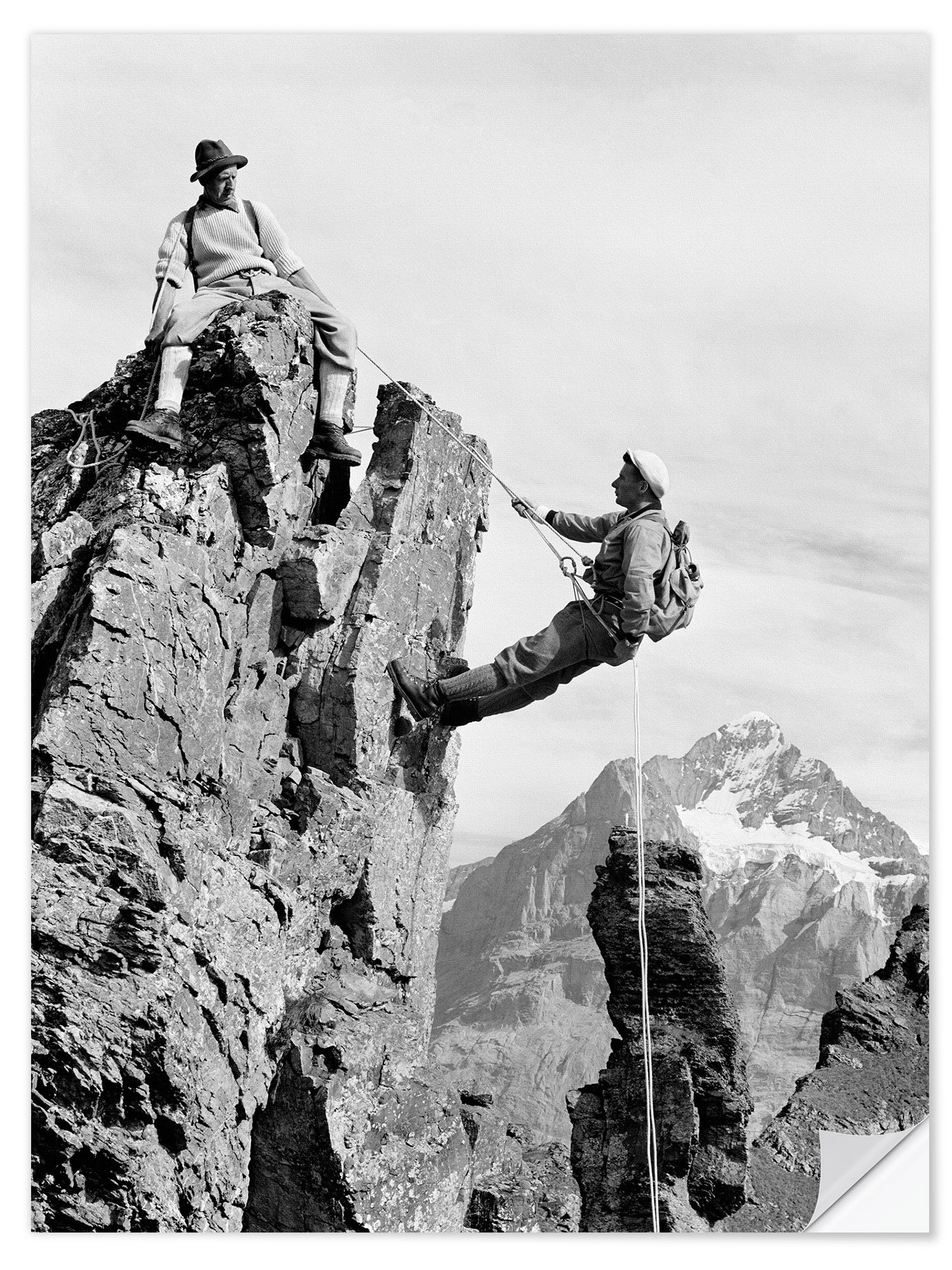 Posterlounge Wandfolie Panoramic Images, Kletterer in der Schweiz, Vintage Fotografie