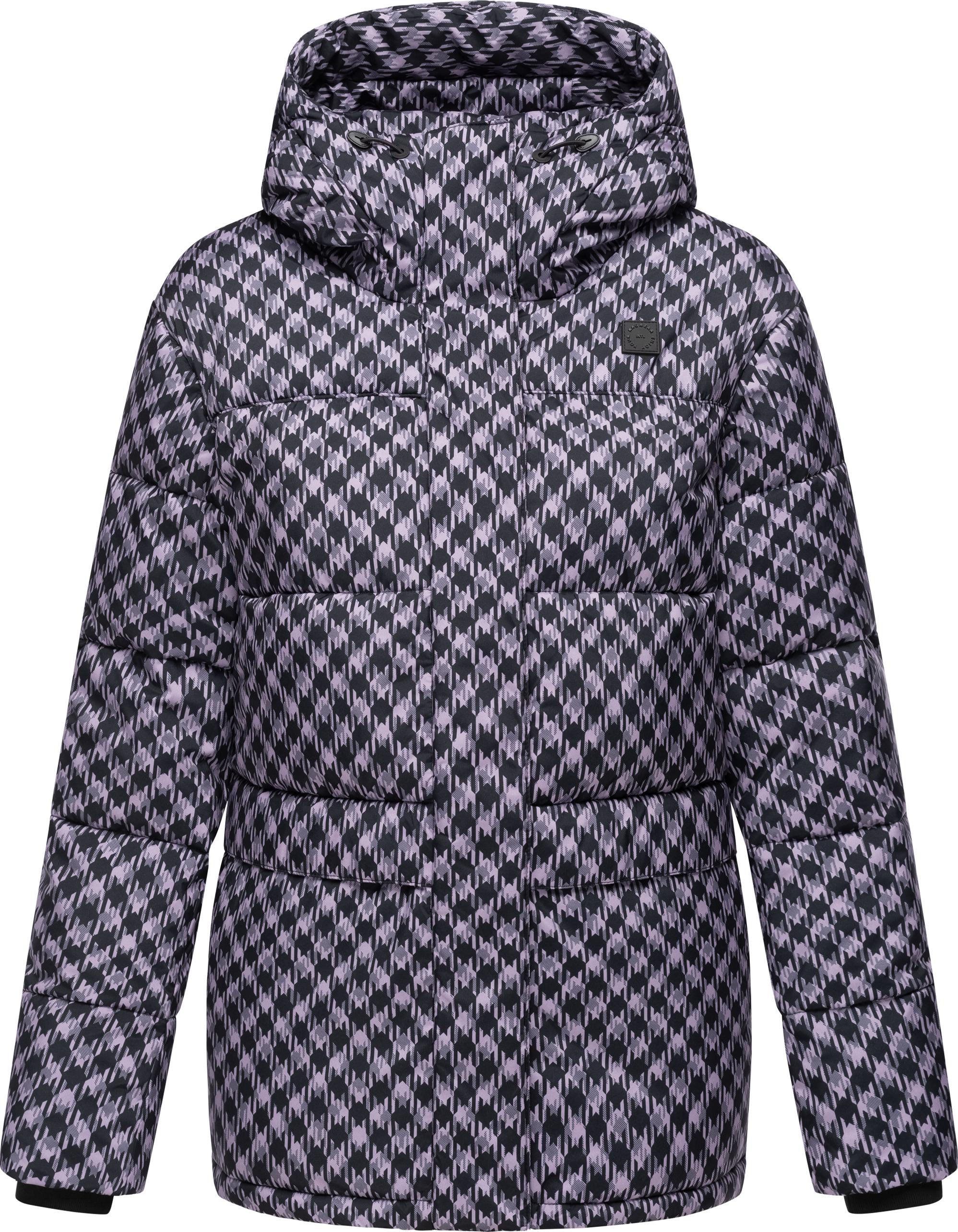 Ragwear Steppjacke Wikesh Print Wasserdichte Damen Winterjacke mit Hahnentritt-Muster