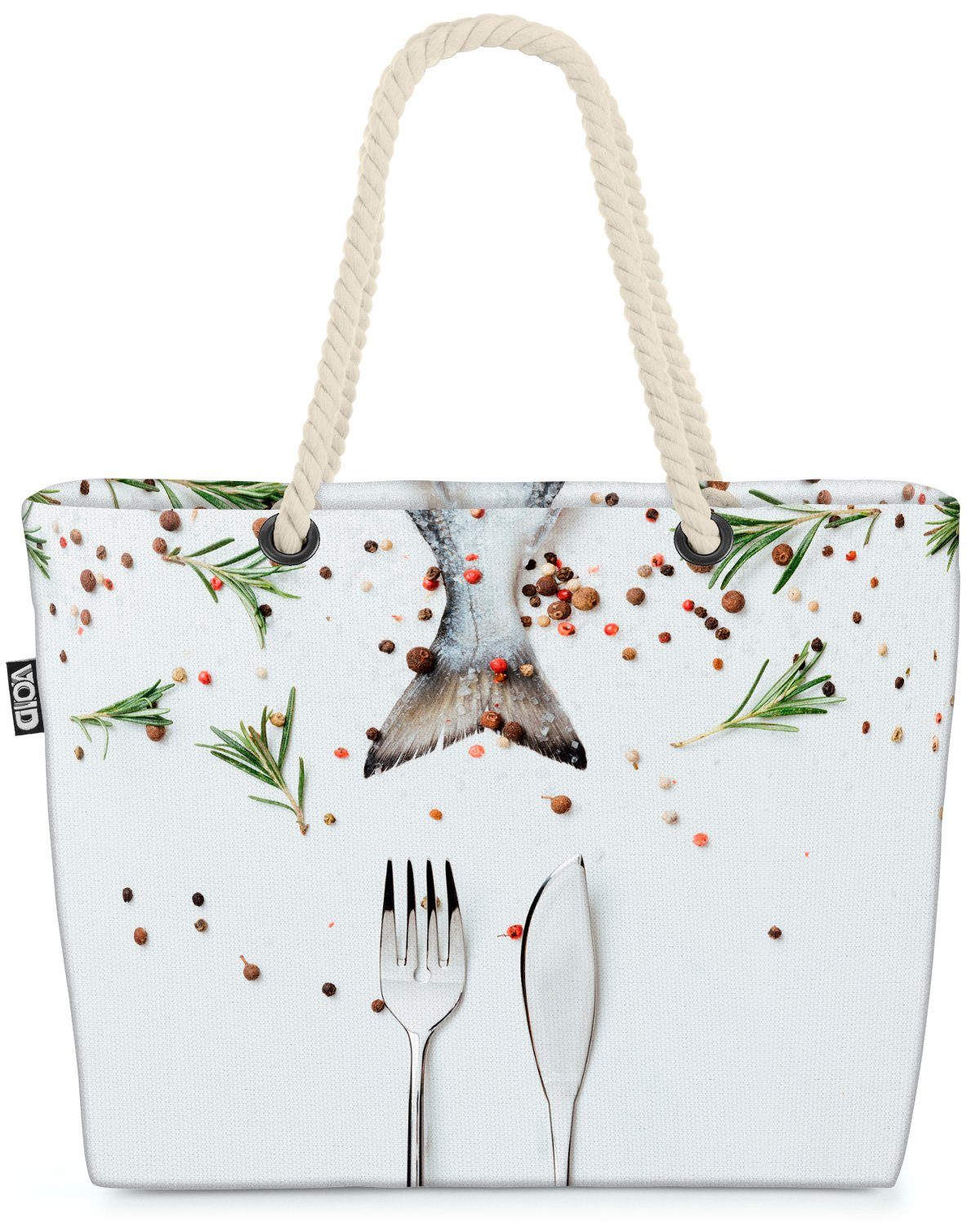 VOID Strandtasche (1-tlg), Fisch Besteck Essen Roh Fisch Besteck Essen Roh Italien Meeresfrüchte