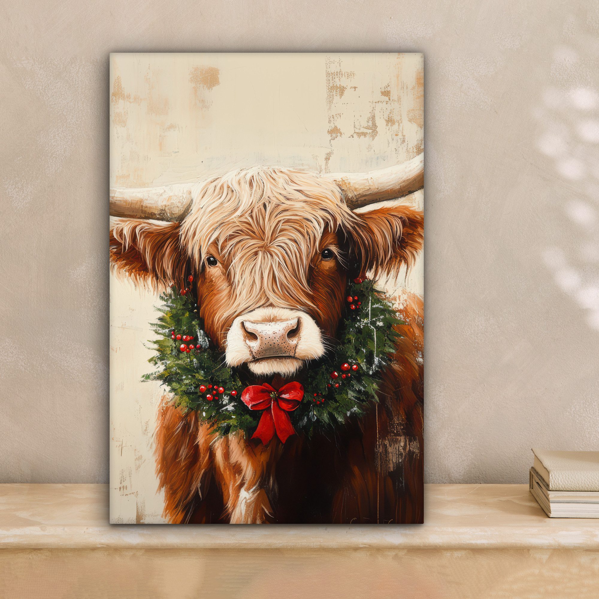 OneMillionCanvasses® Leinwandbild Weihnachten - Schottischer Highlander - B günstig online kaufen
