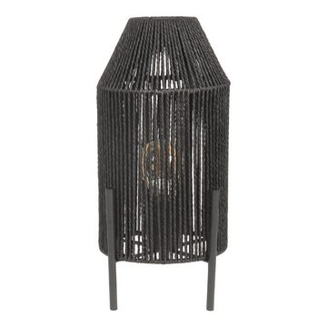 famlights Tischleuchte, Tischleuchte Hjördis in Schwarz aus Jute E27, keine Angabe, Leuchtmittel enthalten: Nein, warmweiss, Tischleuchte, Nachttischlampe, Tischlampe
