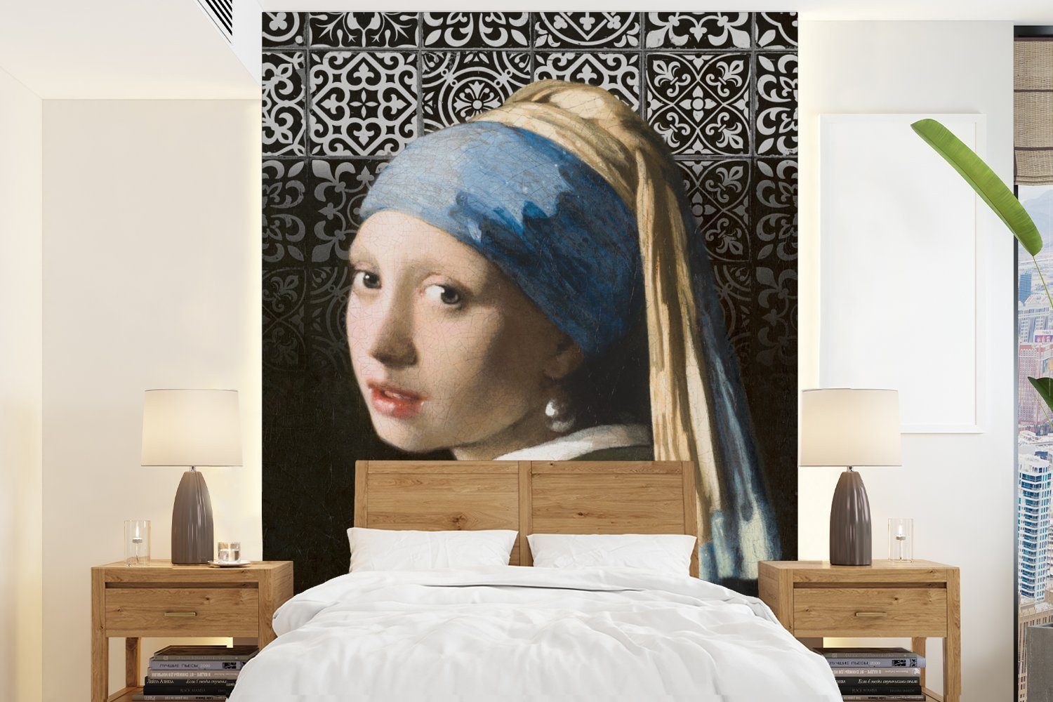 (4 Vermeer - für bedruckt, MuchoWow Matt, - Tapete Mädchen Das mit Wandtapete St), Johannes dem Vinyl Perlenohrring Montagefertig Fototapete Wohnzimmer, Schnittmuster,