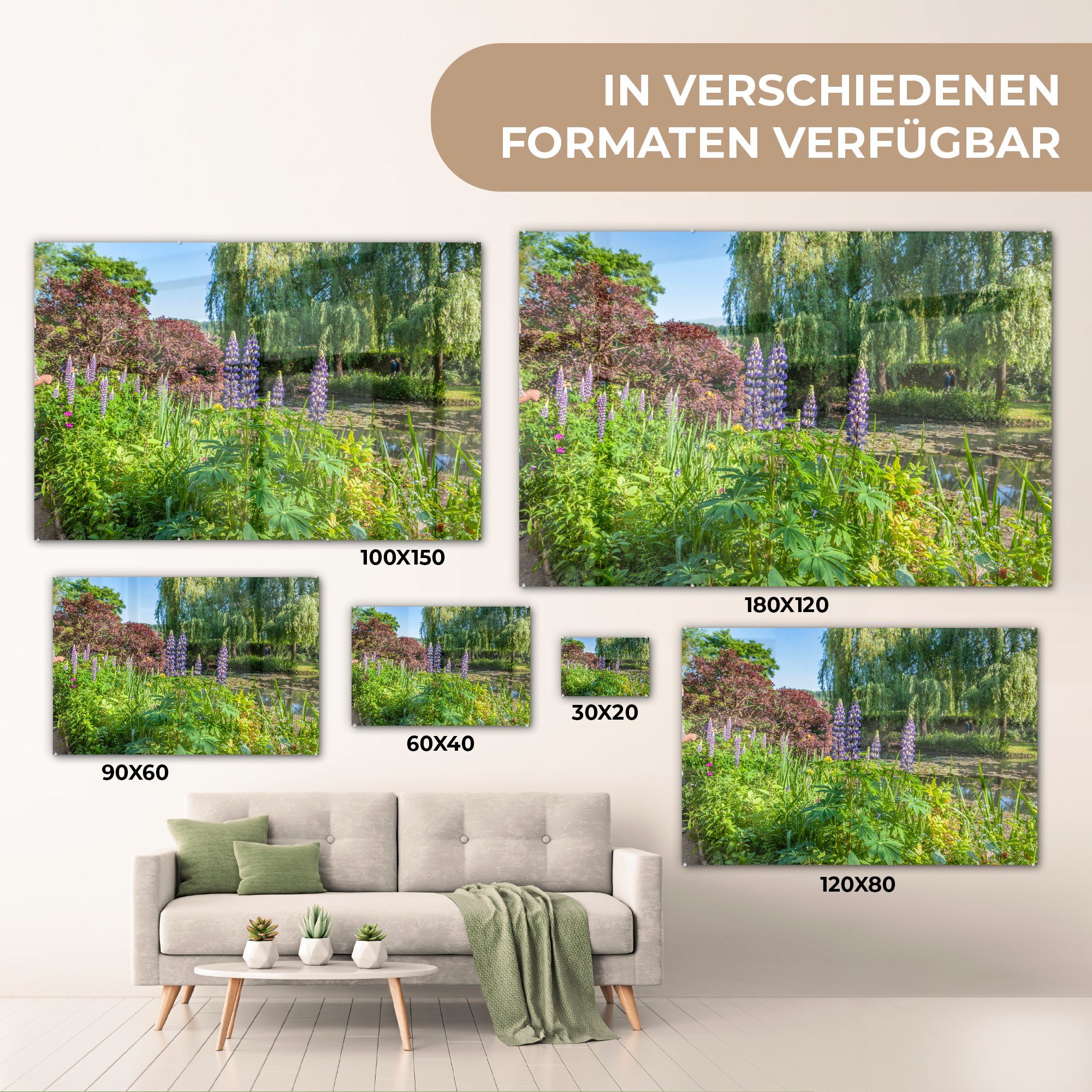 MuchoWow St), Farben Garten von in Garten Schlafzimmer (1 Monet Europa, Acrylglasbilder mit Acrylglasbild im Wohnzimmer & bunten französischen