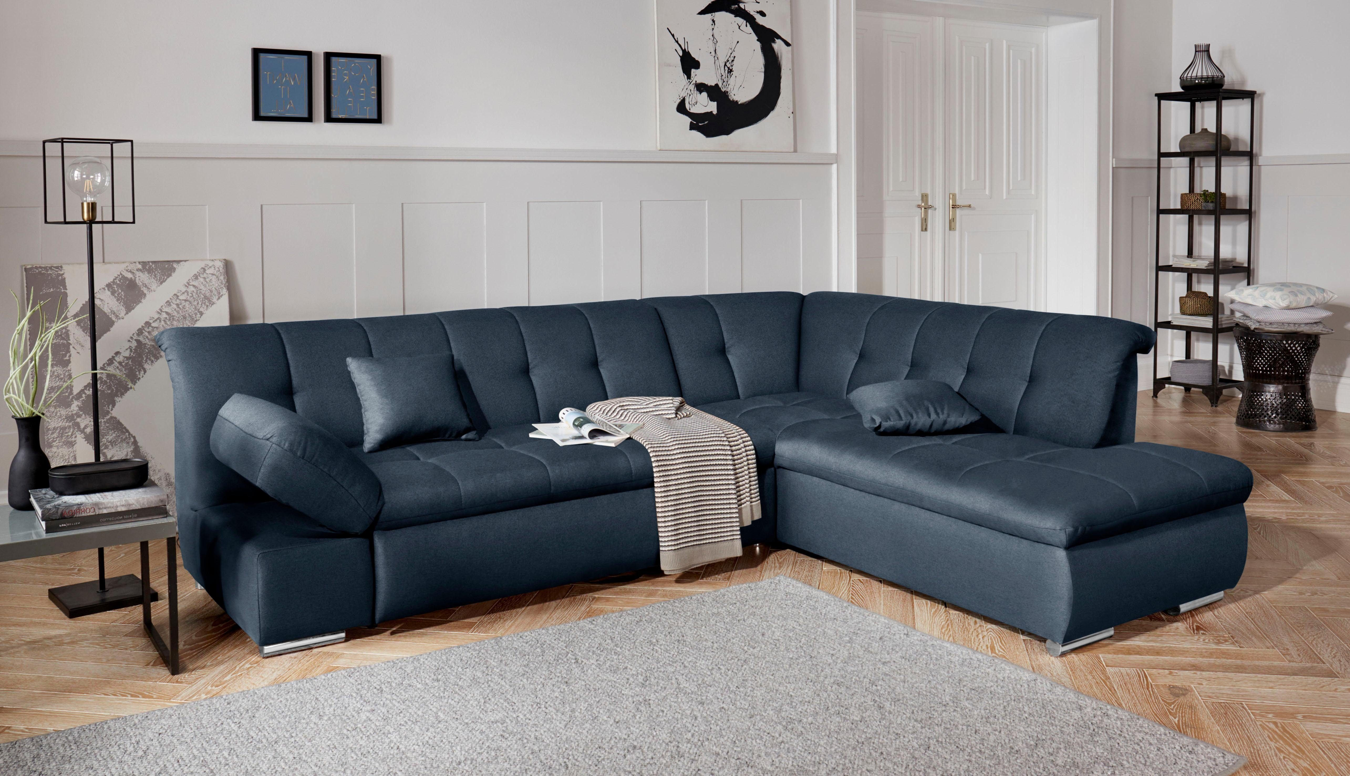 DOMO collection Ecksofa MONA 271x213 cm, modern und komfortabel, whlw. mit Bett- und Armlehnfunktion, L-Form