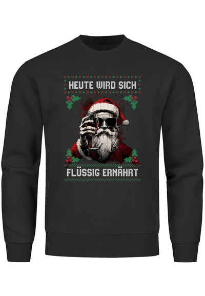 MoonWorks Sweatshirt Sweatshirt Herren Weihnachten Spruch lustig Heute wird sich flüssig er