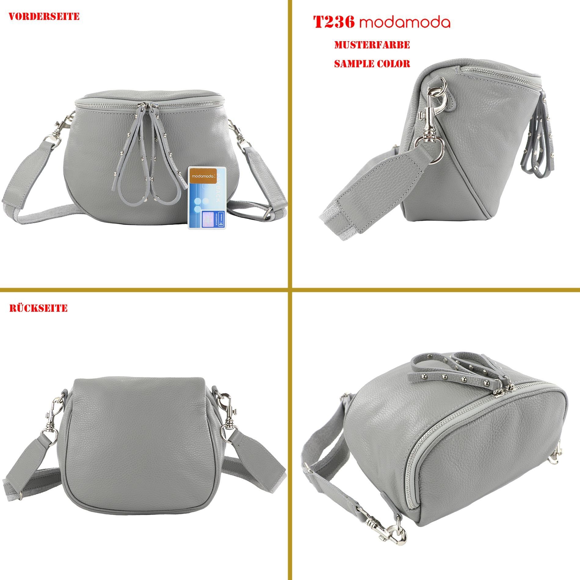 in T236, Handmade Italy modamoda Eisblau de Schultertasche Echtleder