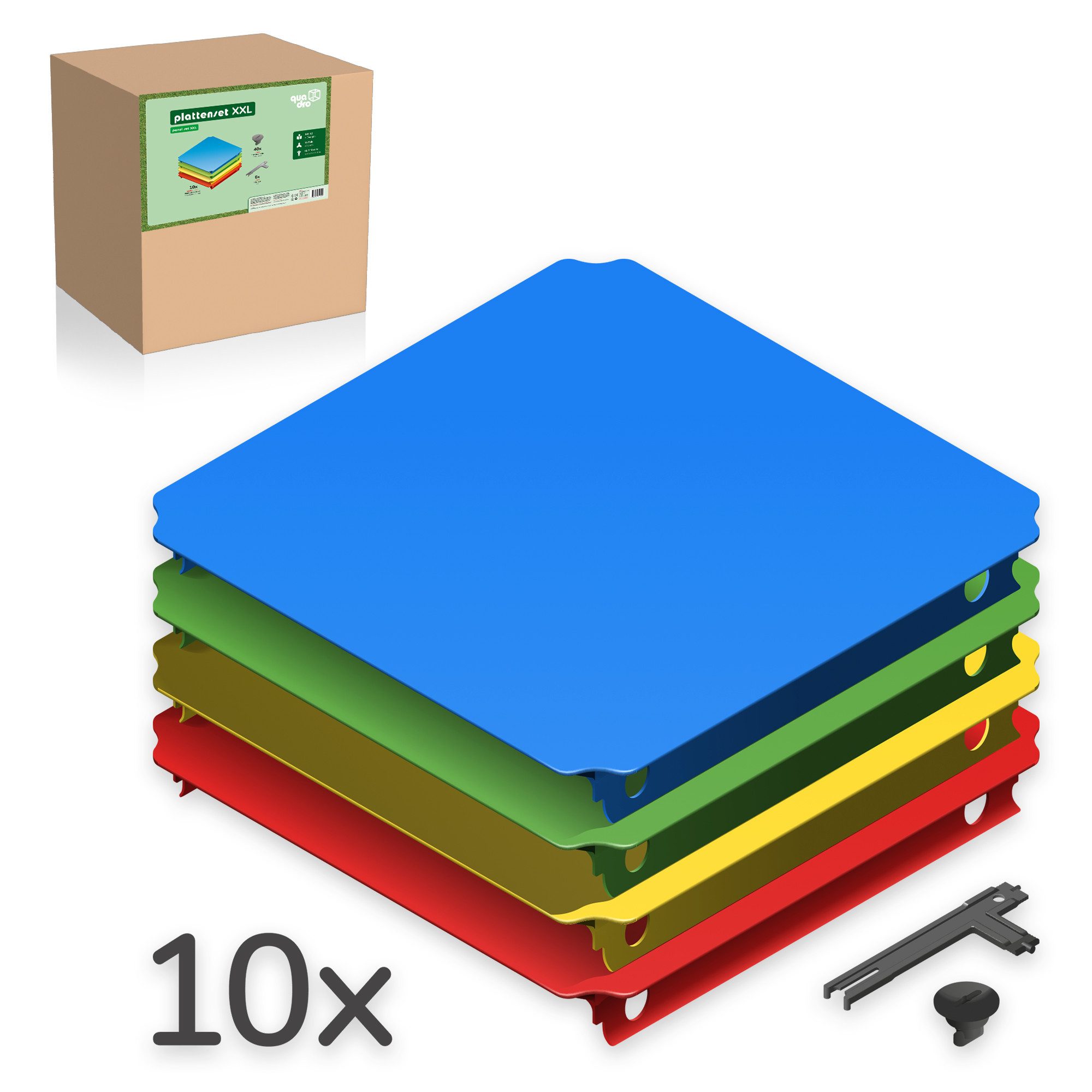 QUADRO Spielturm-Erweiterung Plattenset XXL, (Montessori-inspiriertes Erweiterungsset, Ergänzung zu jedem Quadro Baukasten), Modulare Erweiterung, ab 6 Monaten, Made in Germany, UV-stabil