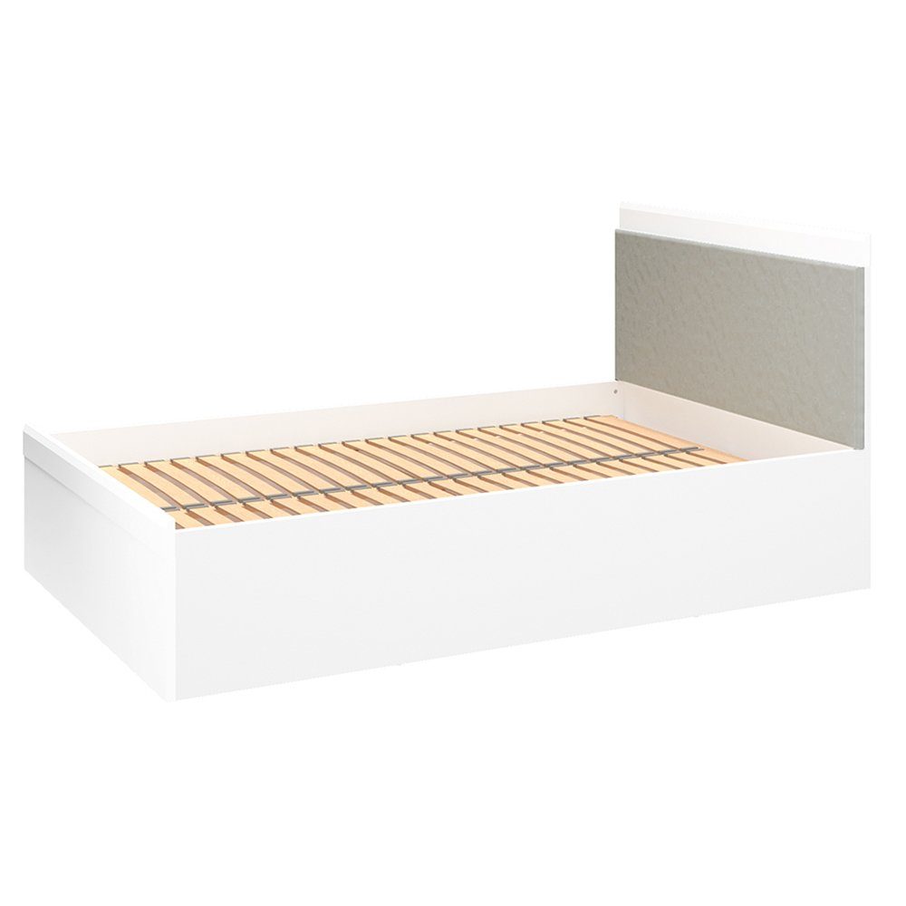 Lomadox Bett »LANA-131«, Jugendzimmer Bett, 120cm breit, mit Lattenrost in  weiß mit Velourspolsterung in grau, B/H/T ca. 127/100/208 cm