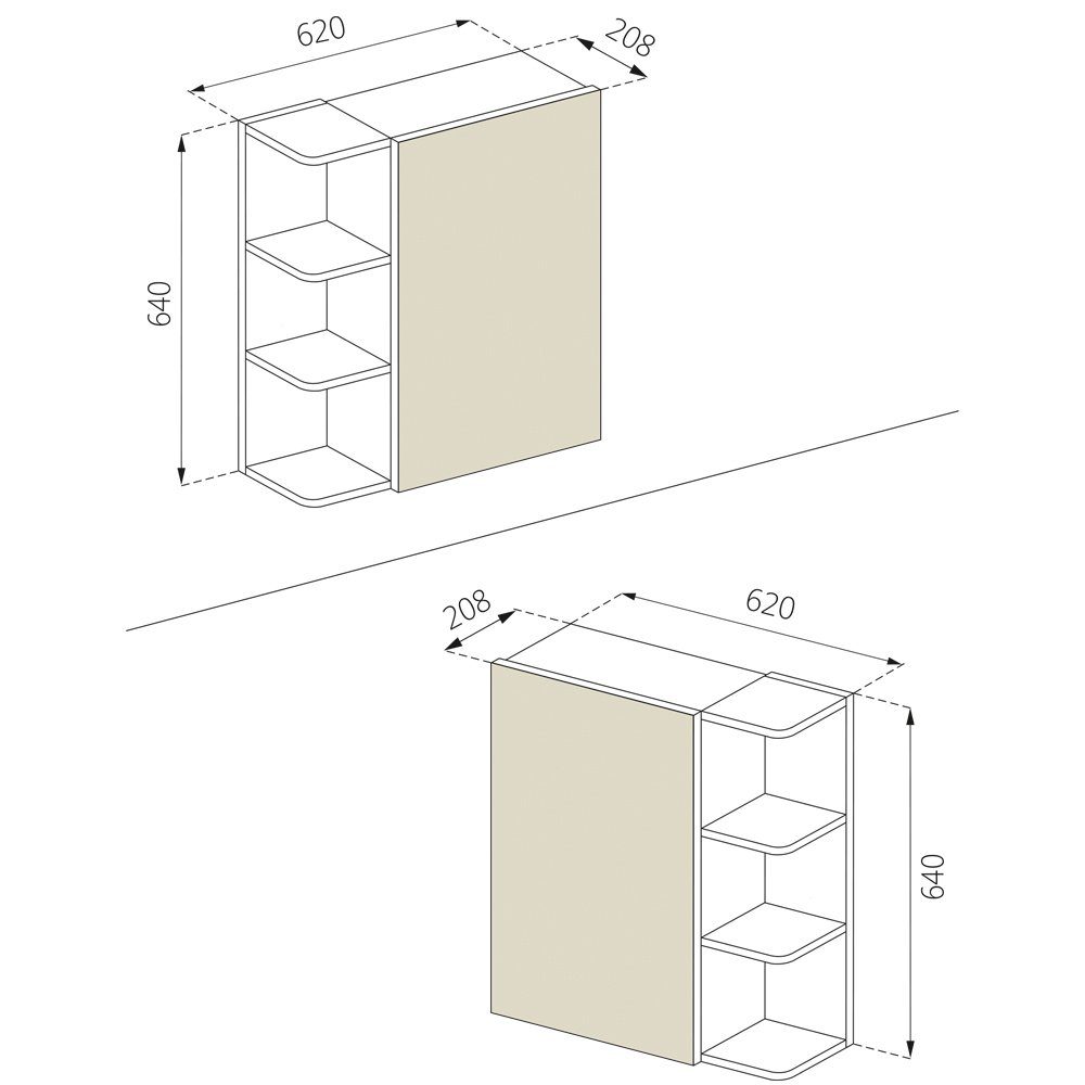 Vicco Badezimmerspiegelschrank Fynn, Weiß, 62 x 64 cm (1-St)