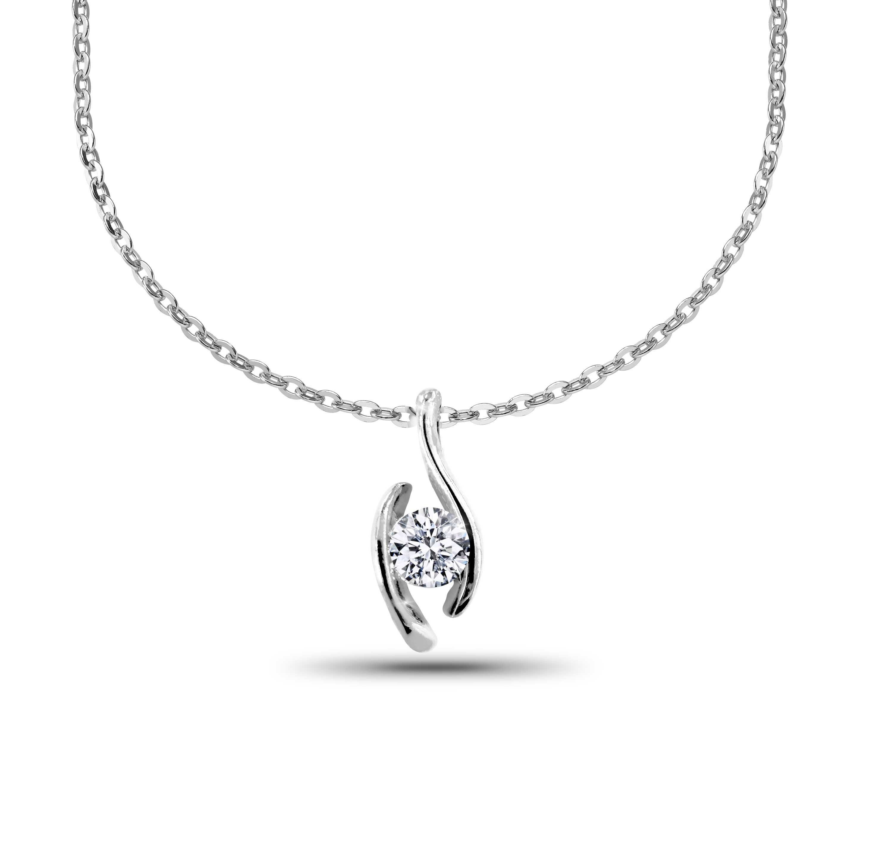 Adam & Eve Goldkette Halskette 585/- mit 0.15ct Brillant Gelbgold 0,15 ct., Elegante Halskette Damen Gold mit Brillant - Silber Halsketten Luxus