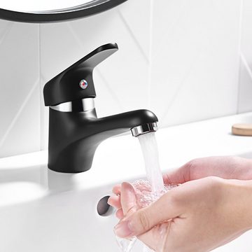 AuraLum pro Waschtischarmatur Schwarz Wasserhahn Waschbecken Badarmatur Einhandmischer Mischbatterie für Gäste WC
