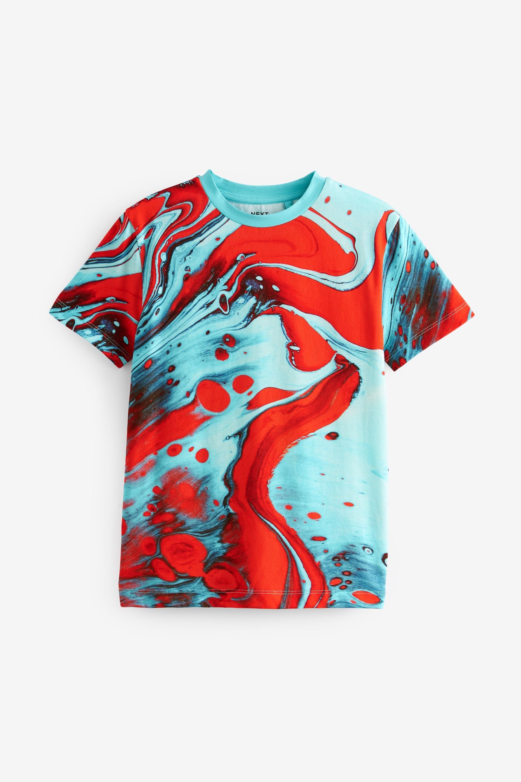 Next T-Shirt Kurzärmeliges T-Shirt mit durchgehendem Print (1-tlg) Red/Blue Lava | T-Shirts