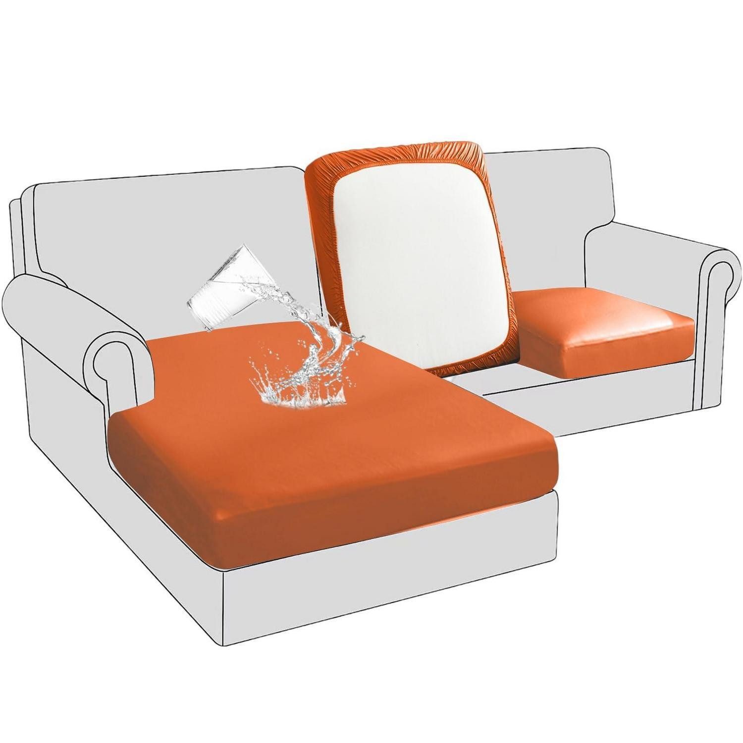 LuxusKollektion Kissenbezüge Sitzkissenbezug Leder Orange Großer Chaise-Sitz