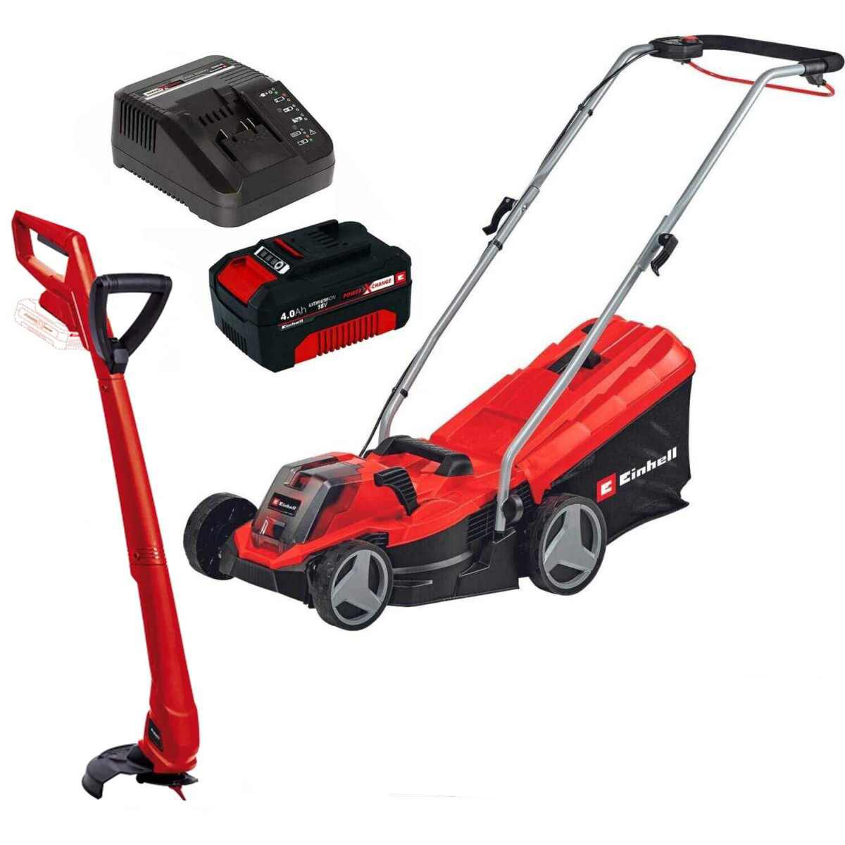 Einhell Akkurasenmäher Rasenmäher-Rasentrimmer-Set GE-cm 18/33 Li, 18Volt Akku 4,0Ah Trimmer