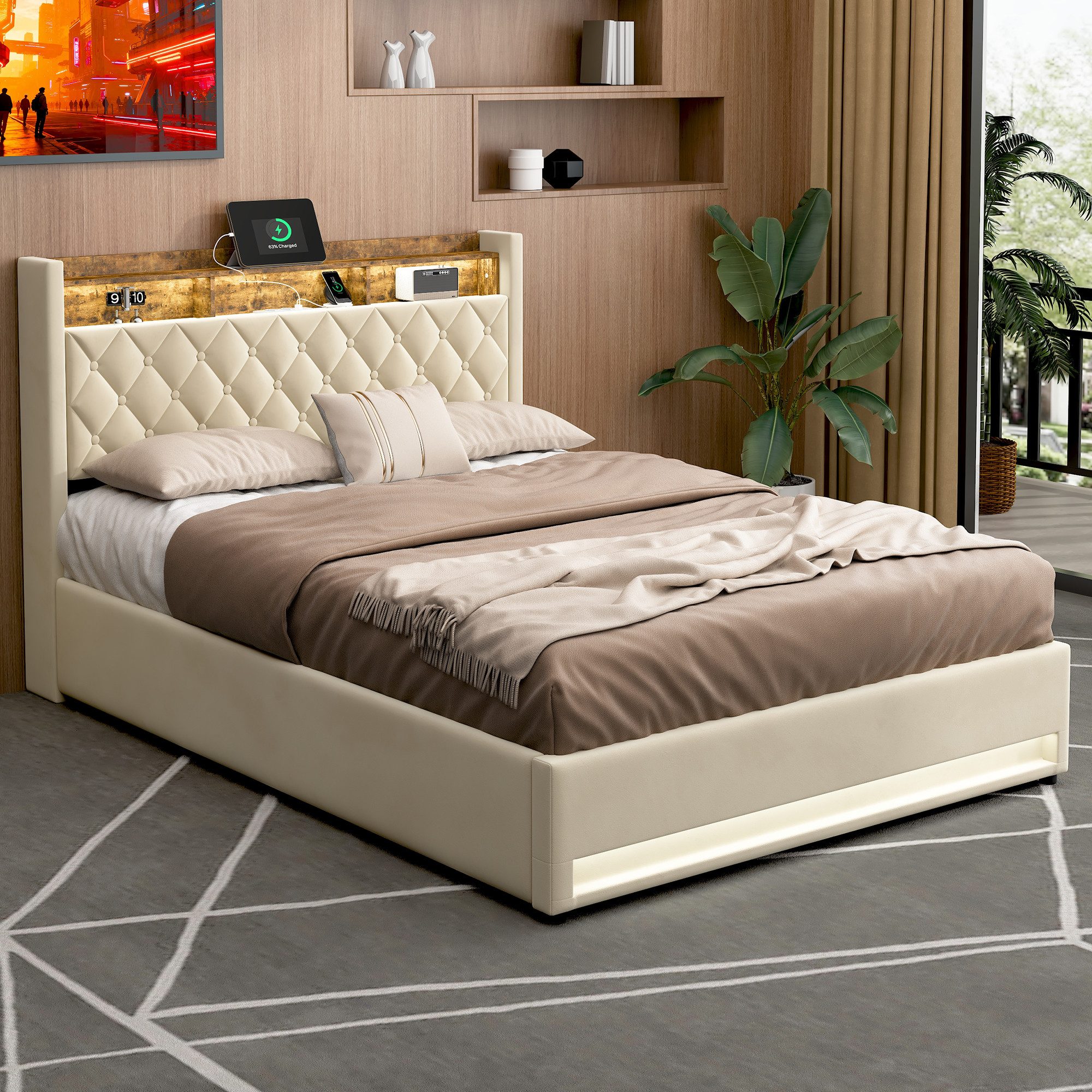 STILVORA Polsterbett 160×200 mit matratze und bettkasten,Stauraumbett Boxsp günstig online kaufen