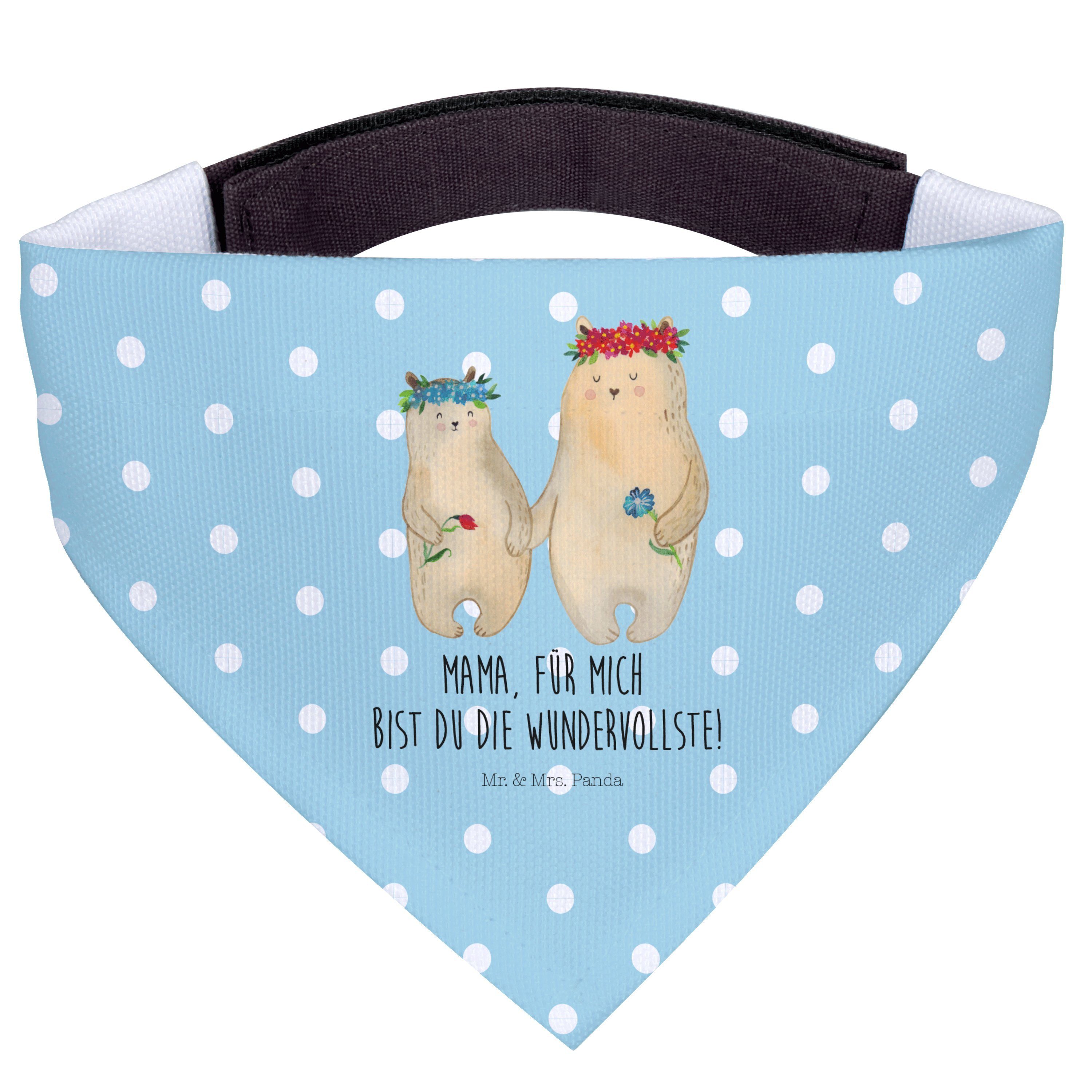 Mr. & Mrs. Panda Hundefliege Bären mit Blumenkranz, Hundehalstuch L, Türkis Pastell, Muttertag, Ma, Polyester
