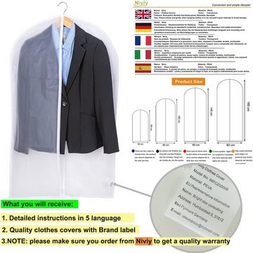 CALIYO Kleidersack Kleidersack, 6 Stück Hochwertiger Kleidersäcke Transparent 60x100 cm (6 St) für Anzüge Kleider Mäntel Sakkos Hemden Abendkleider Anzugsack