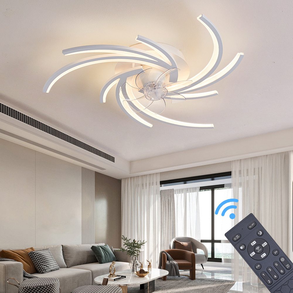 Eurohandisplay Deckenventilator Deckenventilator LED Beleuchtung Deckenlampe Fernbedienung, Mit Fernbedienung einstellbar