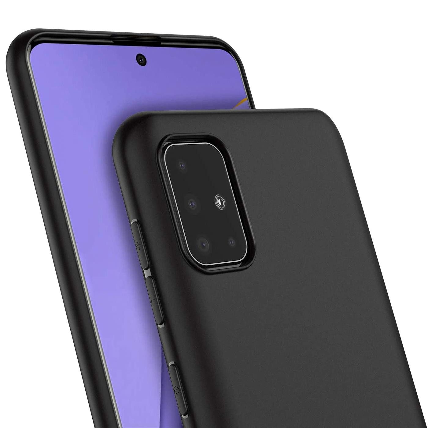 CoolGadget Handyhülle Handy Schutzhülle für Samsung Galaxy A51 matt schwarz 6,5 Zoll, Silikon TPU Hülle Schutz Tasche Cover schlicht Slim Case