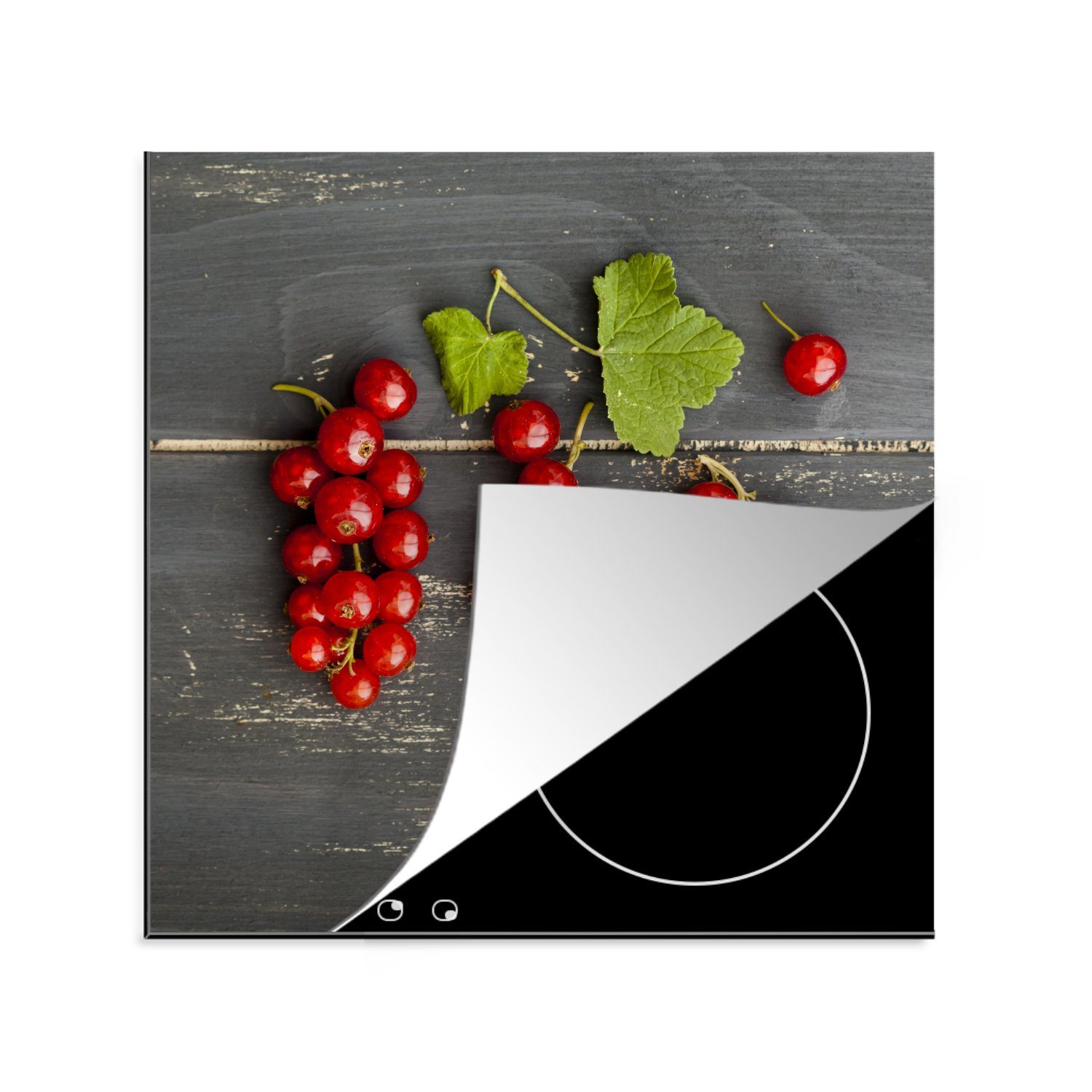 MuchoWow Herdblende-/Abdeckplatte Rote Johannisbeeren, Vinyl, (1 tlg), 78x78 cm, Ceranfeldabdeckung, Arbeitsplatte für küche