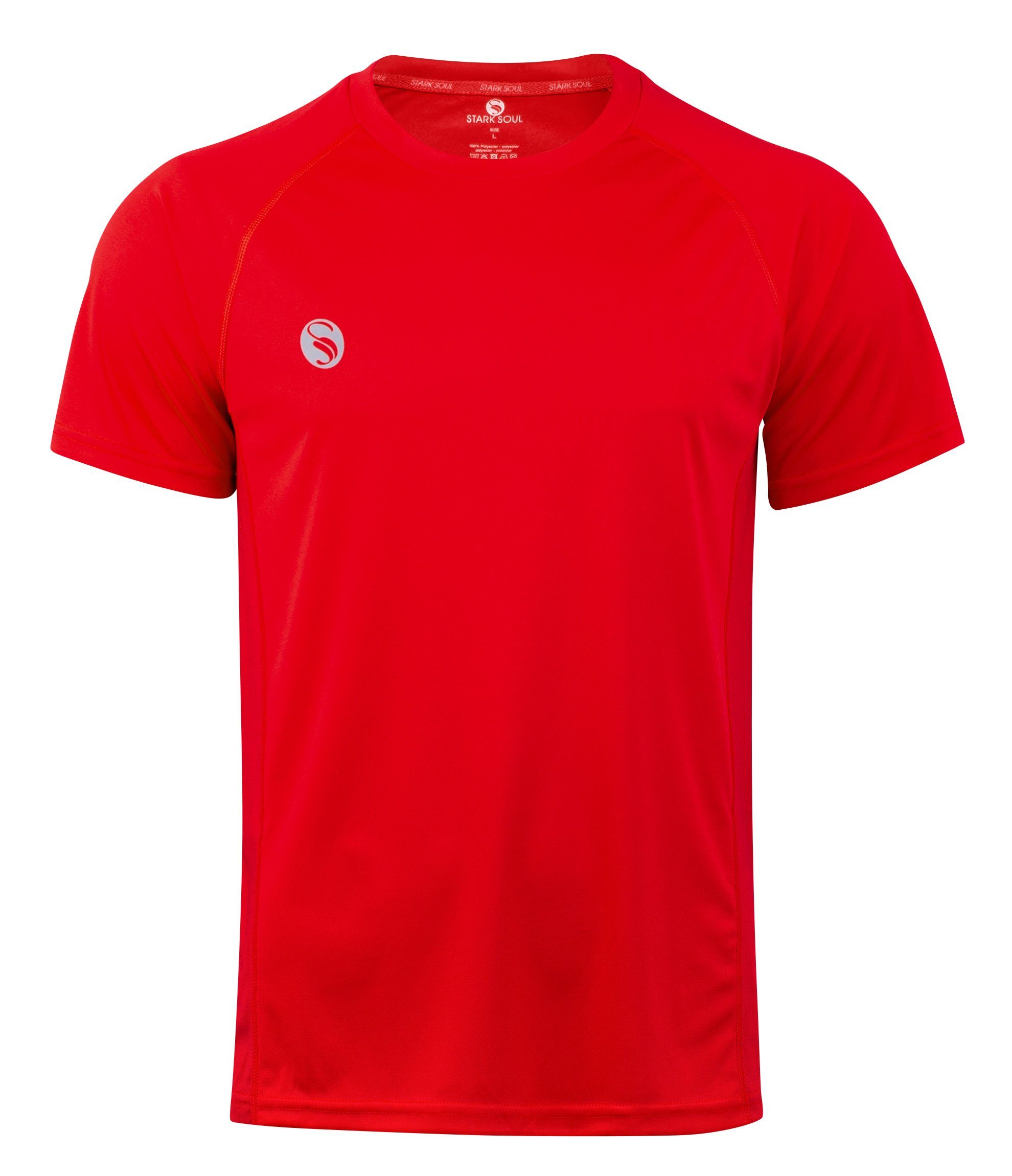 Stark Soul® Funktionsshirt Sportshirt, Fitness T-Shirt "Reflect", Kurzarm Funktionsshirt mit seitlichen Mesh-Einsätzen Rot